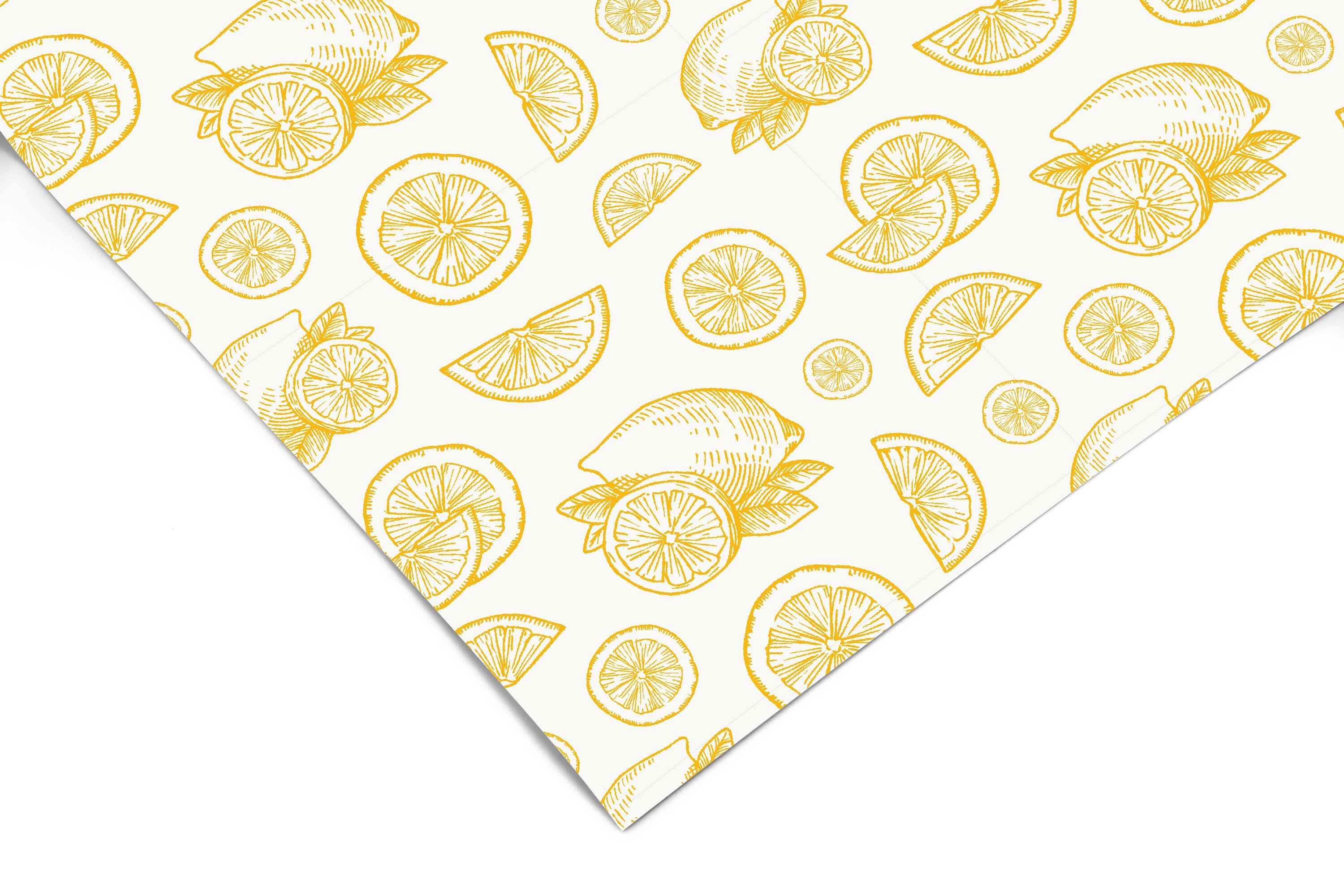 Contact Paper Lemons Sketch Art | Peel And Stick Wallpaper | Removable Wallpaper | Shelf Liner | Drawer Liner | Peel and Stick Paper 1218 - JamesAndColors