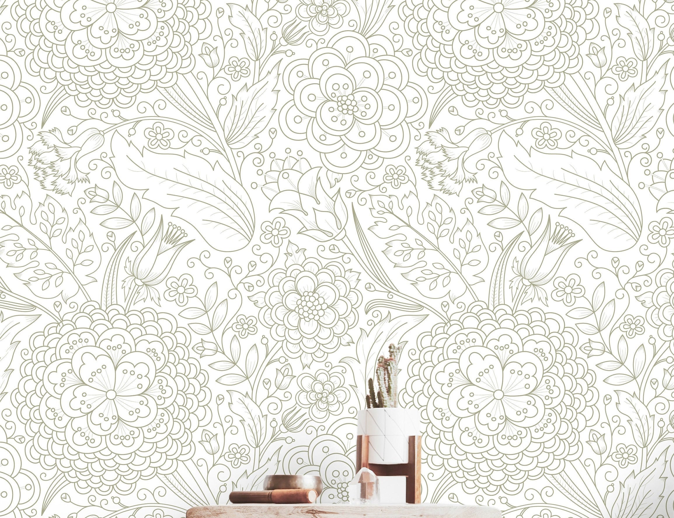 Wallpaper Peel and Stick Wallpaper Light And Cream Floral Modern Removable Wallpaper Wall Decor Home Decor Wall Art Room Decor - JamesAndColors