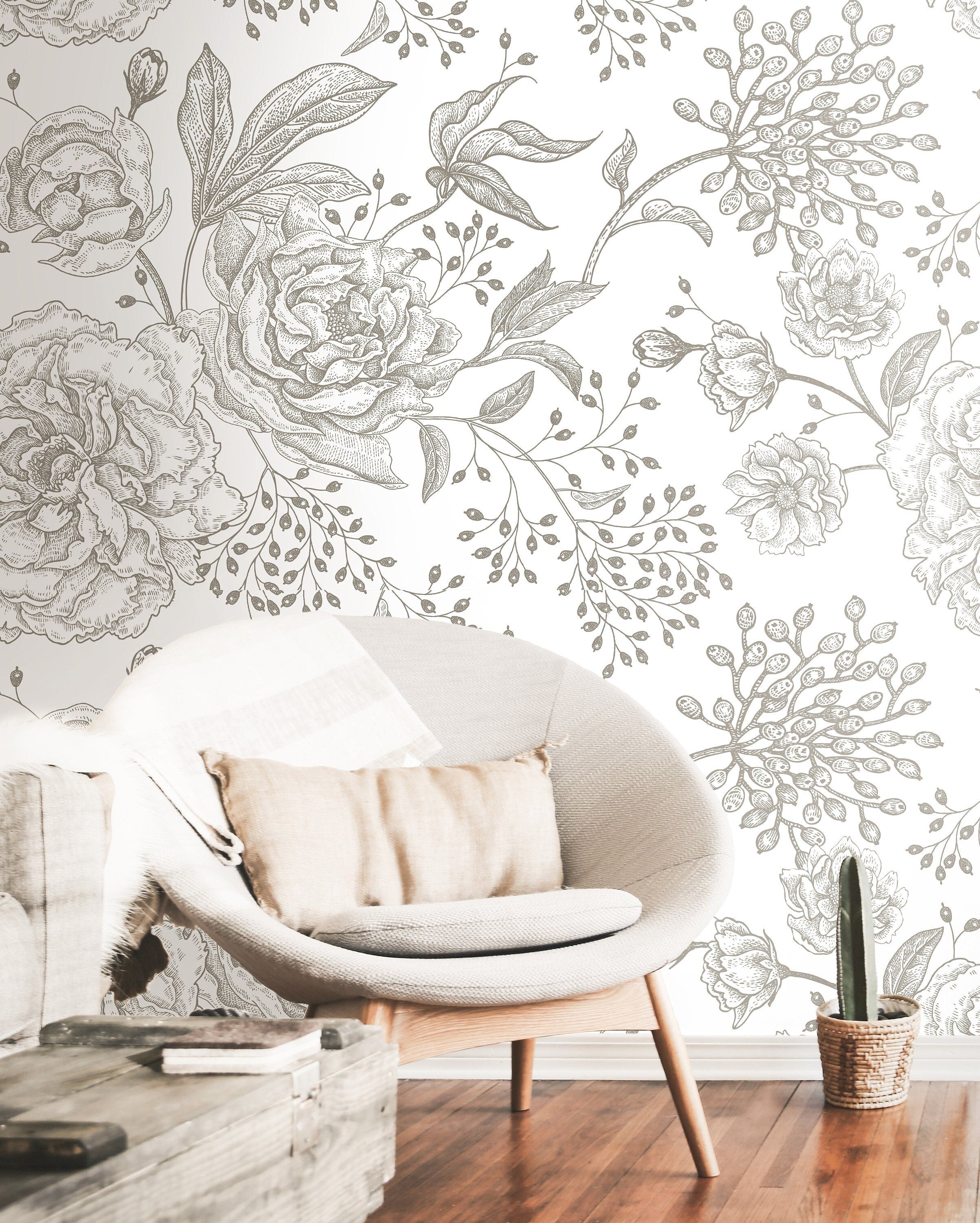 Big Floral Removable Peel and Stick Wallpaper