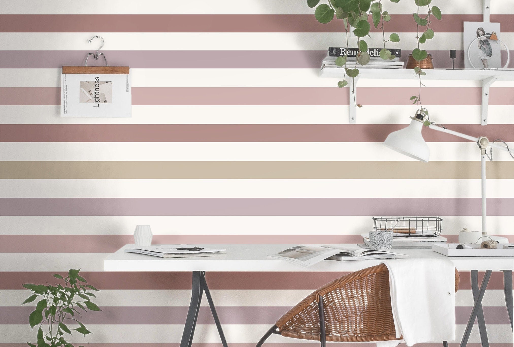 Wallpaper Peel and Stick Wallpaper Mauve Tan Purple Pastel Striped Modern Removable Wallpaper Wall Decor Home Decor Wall Art Room Decor 100 - JamesAndColors