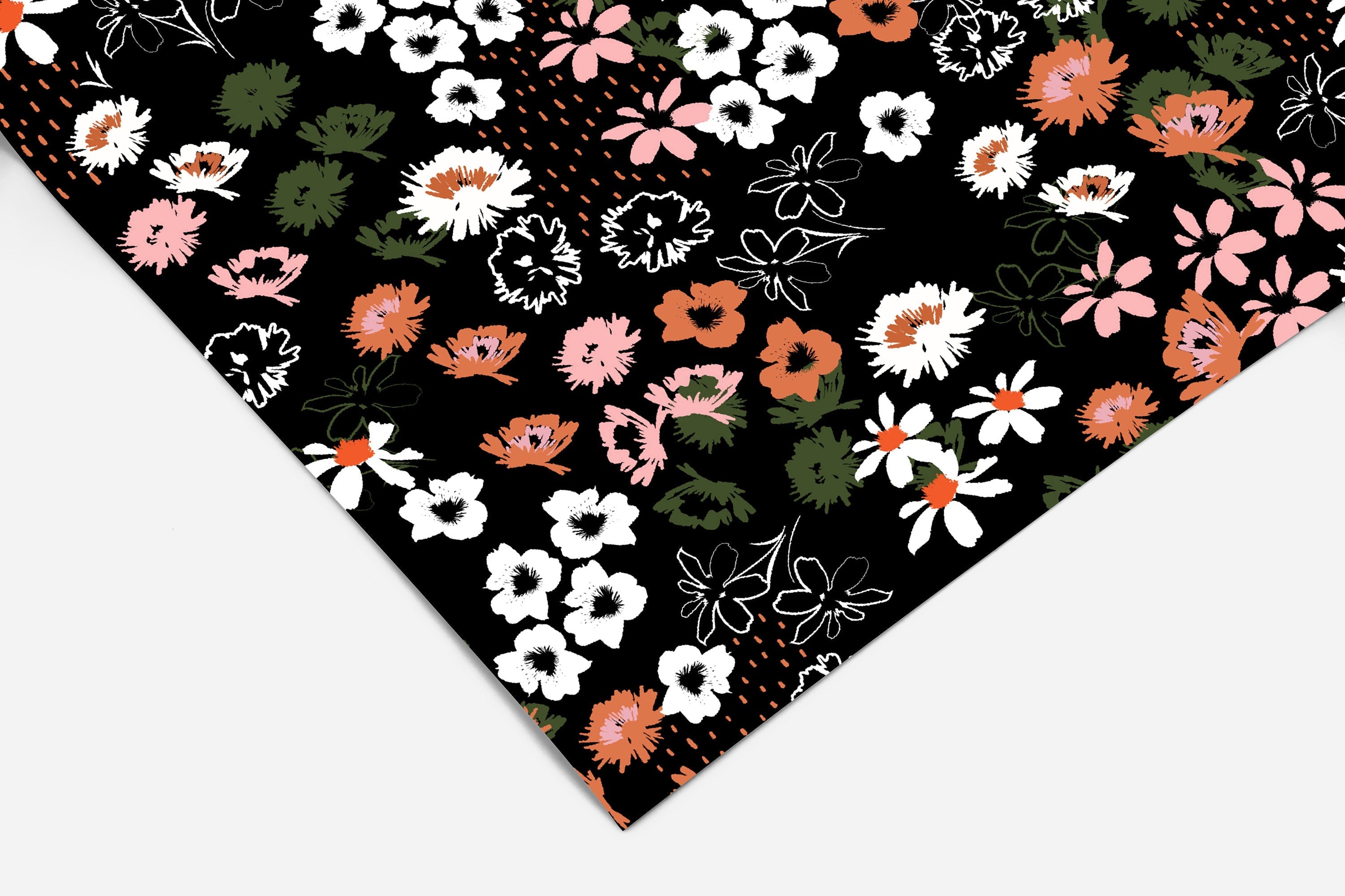 Black Wildflowers Contact Paper | Shelf Liner | Drawer Liner Peel and Stick Paper 1236 - James And Colors