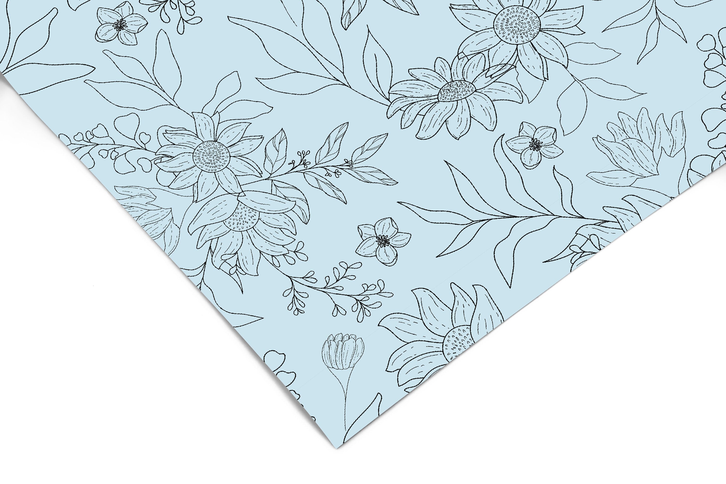 Light Blue Floral Contact Paper | Peel And Stick Wallpaper | Removable Wallpaper | Shelf Liner | Drawer Liner Peel and Stick Paper 1239