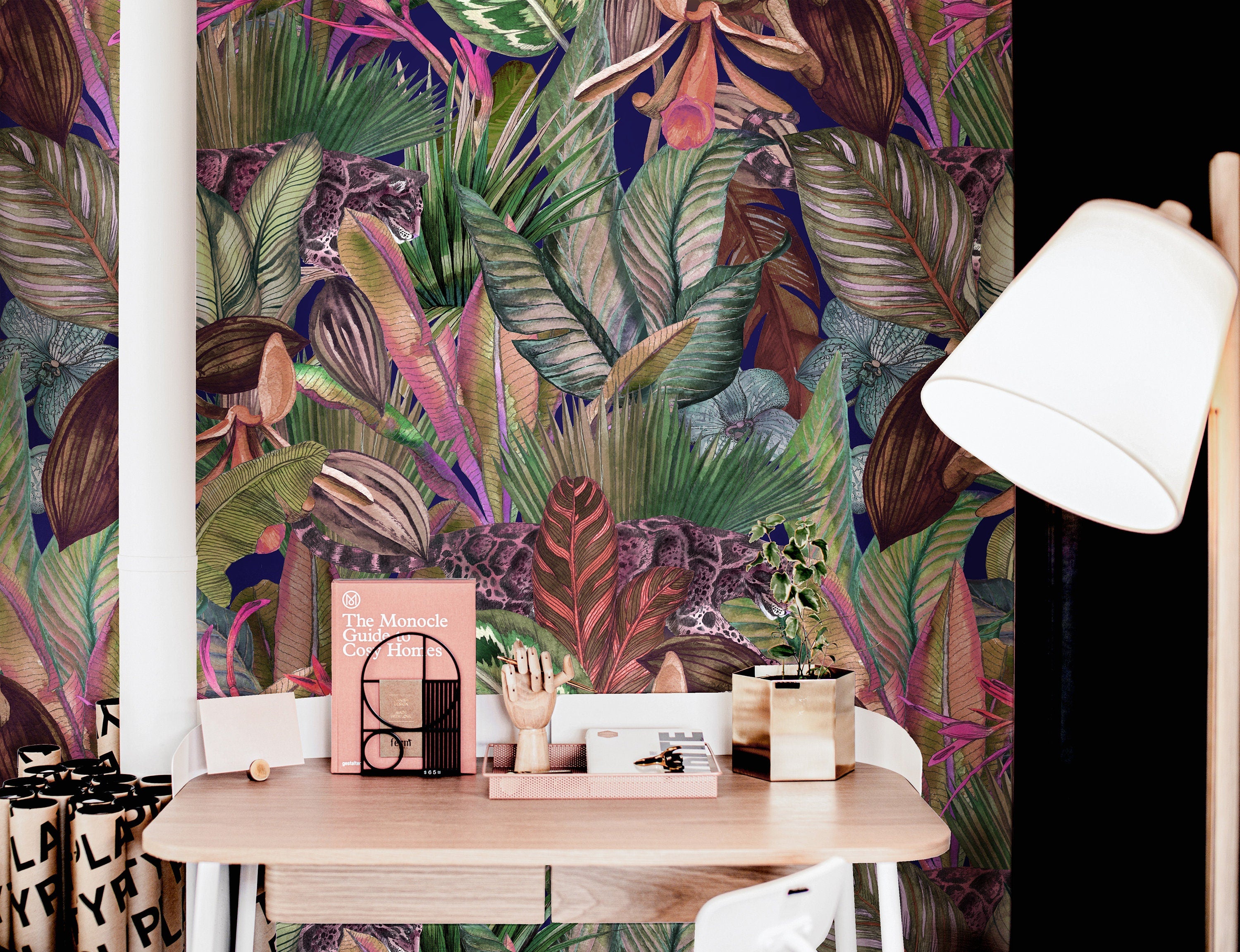 Dark Tropical Wallpaper Peel and Stick Wallpaper Removable Wallpaper Wall Decor Home Decor Wall Art Printable Wall Art Room Decor 3689 - JamesAndColors