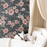 Vintage Dark Floral Girls Wallpaper | Girls Nursery Wallpaper | Kids Wallpaper | Childrens Wallpaper | Peel Stick Removable Wallpaper | 59 - JamesAndColors