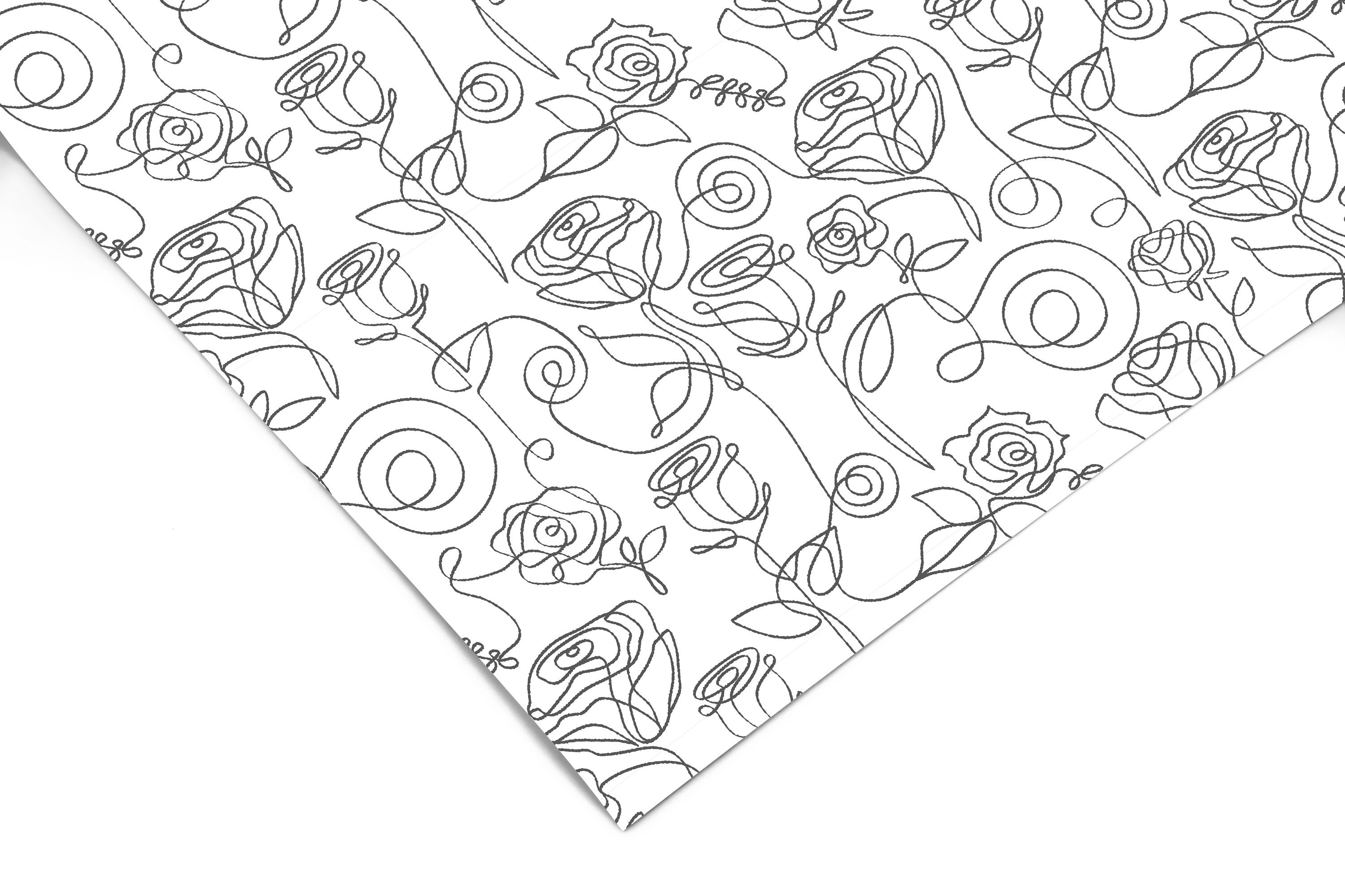 Contact Paper Floral Line Art | Peel And Stick Wallpaper | Removable Wallpaper | Shelf Liner | Drawer Liner | Peel and Stick Paper 1203