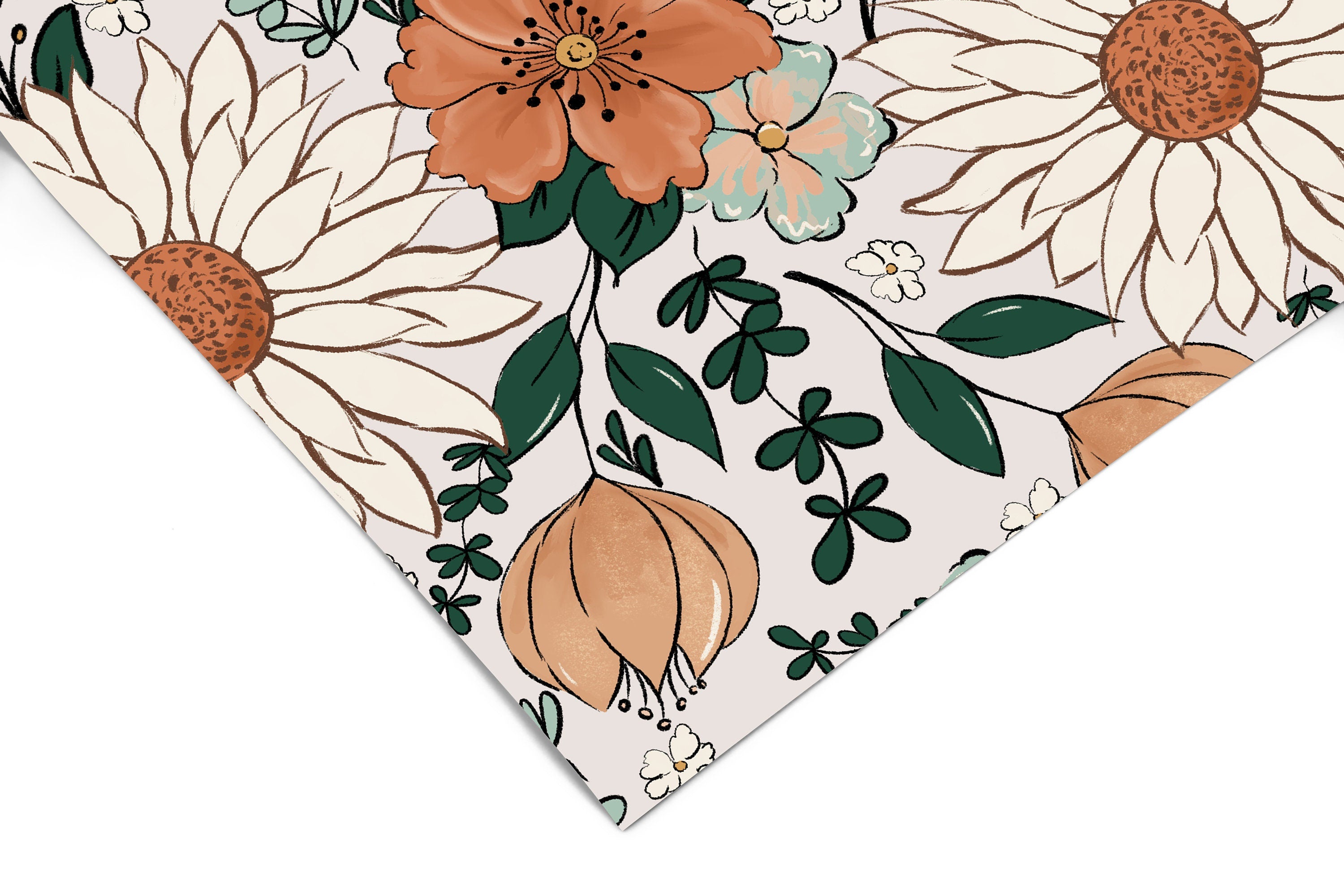 Vintage Cream Floral Wallpaper | Girls Nursery Wallpaper | Kids Wallpaper | Childrens Wallpaper | Peel Stick Removable Wallpaper | 135 - JamesAndColors
