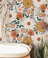 Vintage Cream Floral Wallpaper | Girls Nursery Wallpaper | Kids Wallpaper | Childrens Wallpaper | Peel Stick Removable Wallpaper | 135 - JamesAndColors