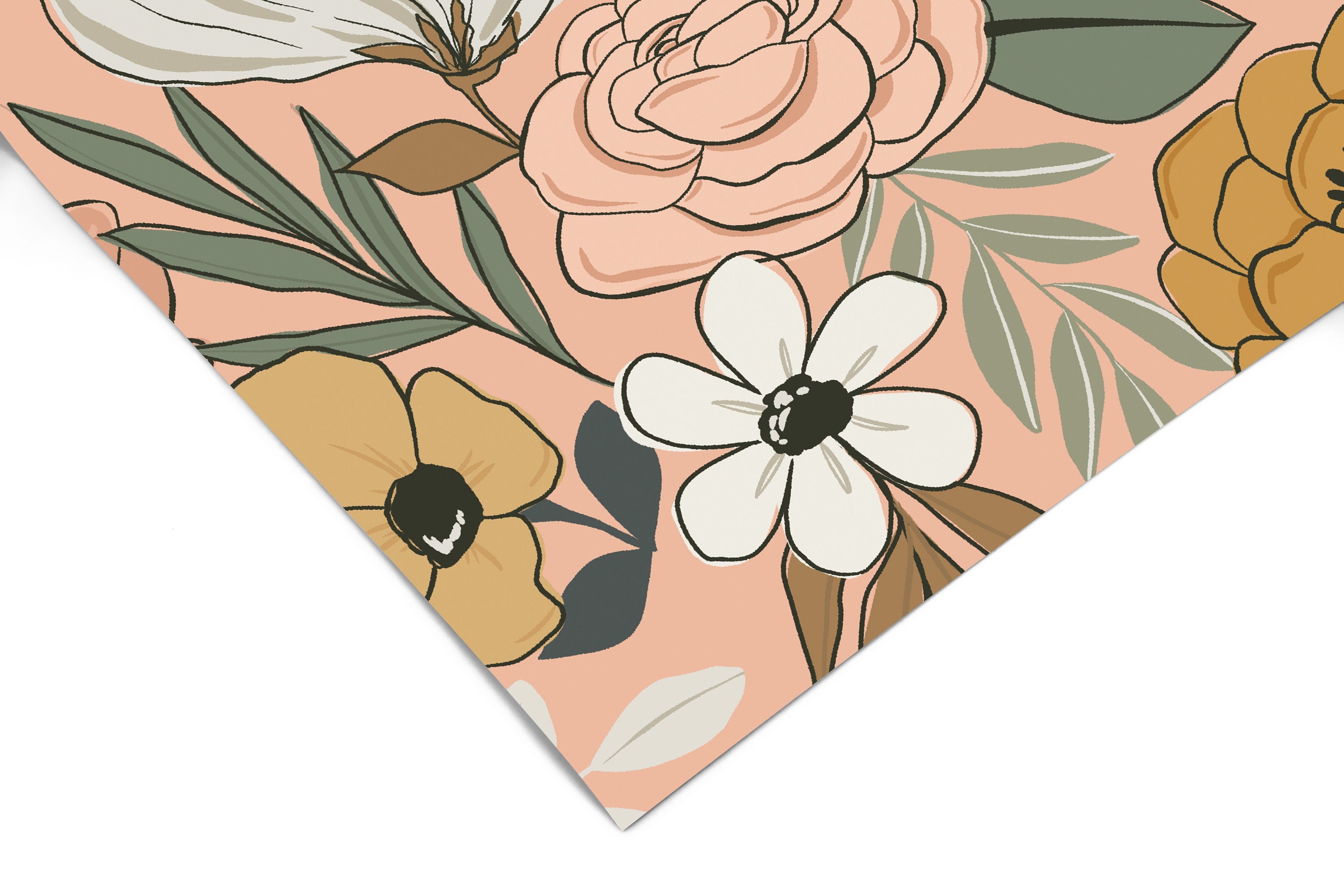 Vintage Light Pink Floral Wallpaper | Girls Nursery Wallpaper | Kids Wallpaper | Childrens Wallpaper | Peel Stick Removable Wallpaper | 136 - JamesAndColors