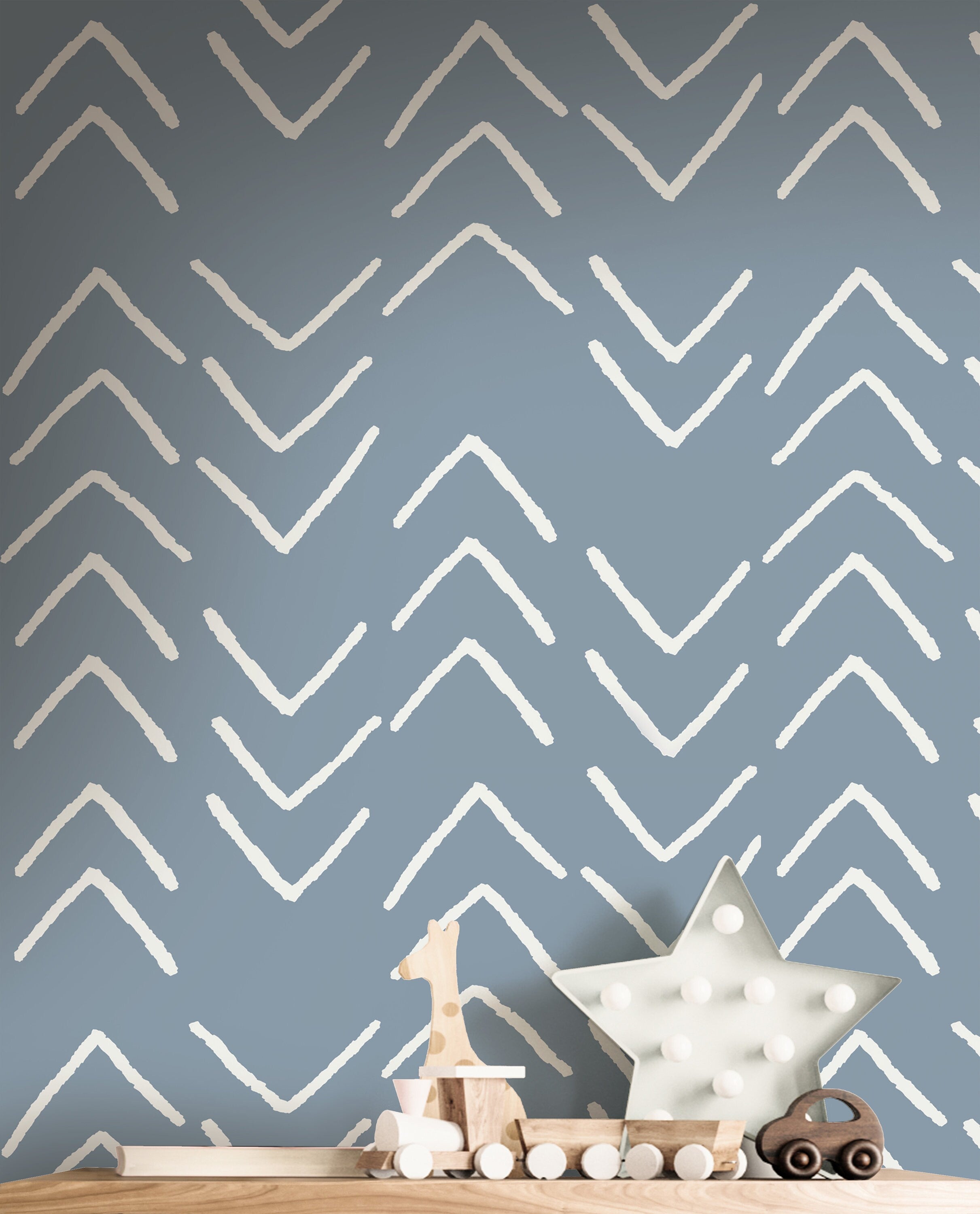 Removable Blue Chevron Wallpaper | Boys Nursery Wallpaper | Kids Wallpaper | Childrens Wallpaper | Peel Stick Wallpaper | Boys Room | 58 - JamesAndColors