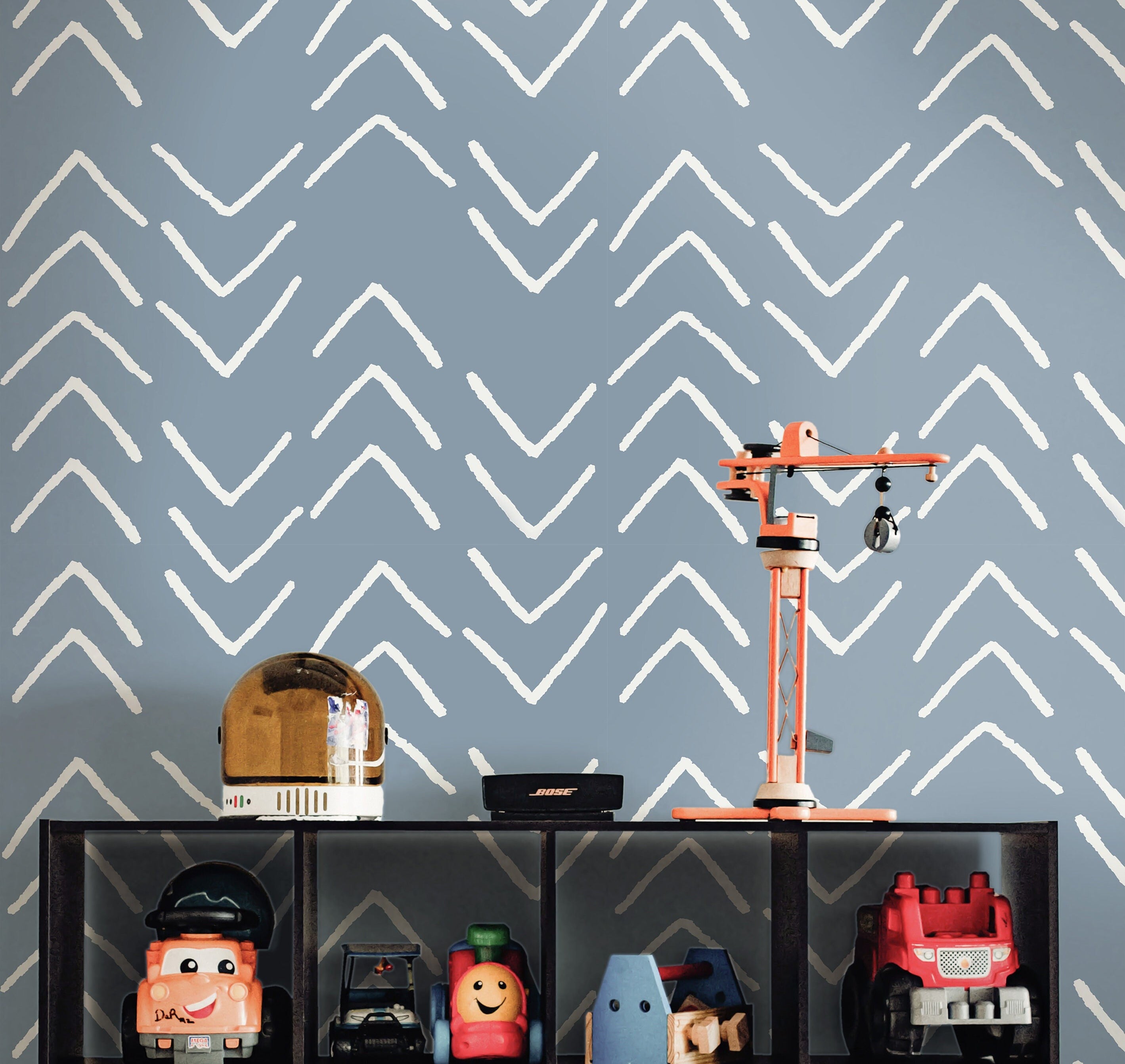 Removable Blue Chevron Wallpaper | Boys Nursery Wallpaper | Kids Wallpaper | Childrens Wallpaper | Peel Stick Wallpaper | Boys Room | 58 - JamesAndColors