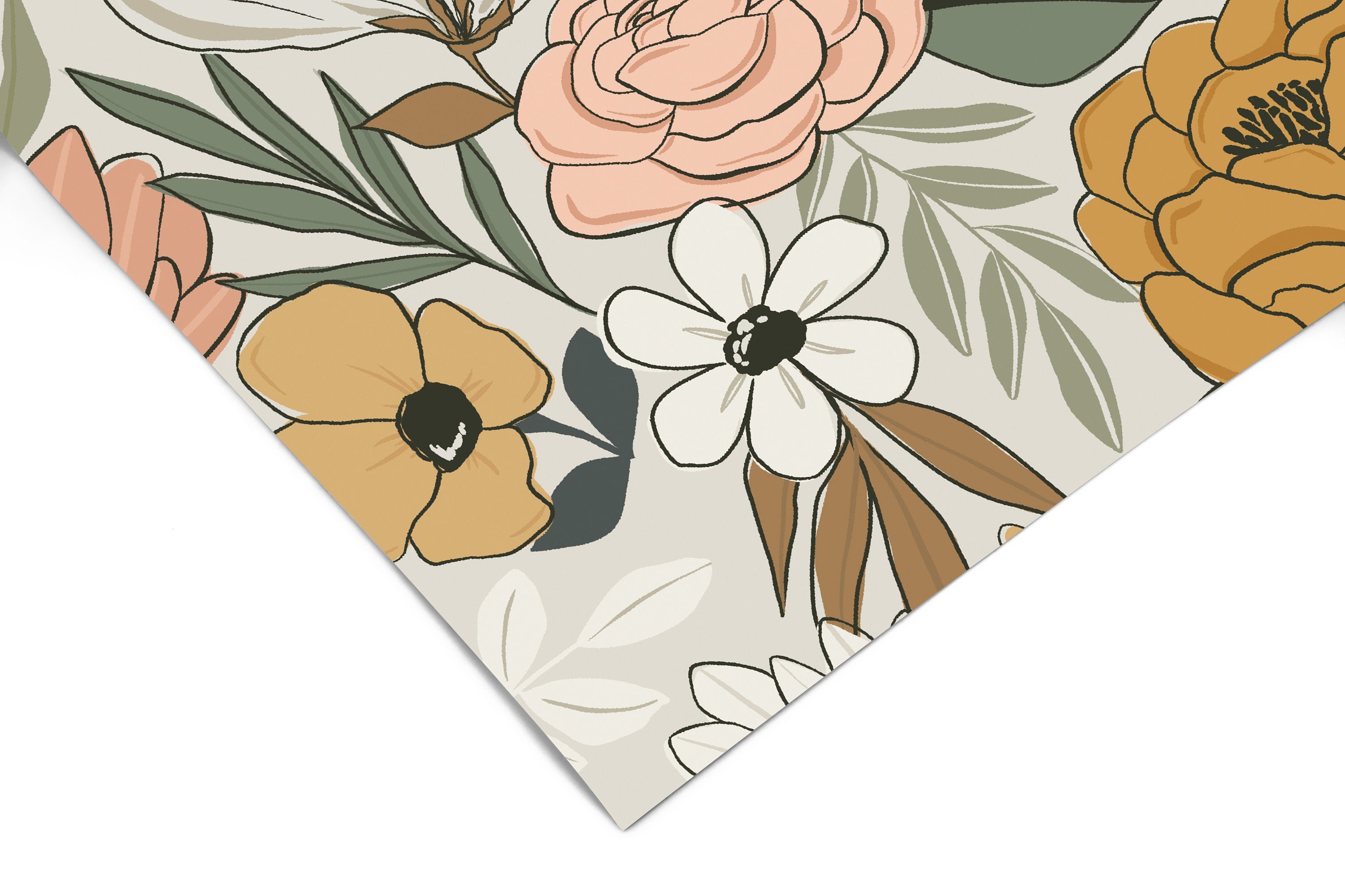 Cream Vintage Floral Wallpaper Peel and Stick Wallpaper Removable Wallpaper Wall Decor Home Decor Wall Art Printable Wall Art Room Decor 141 - JamesAndColors