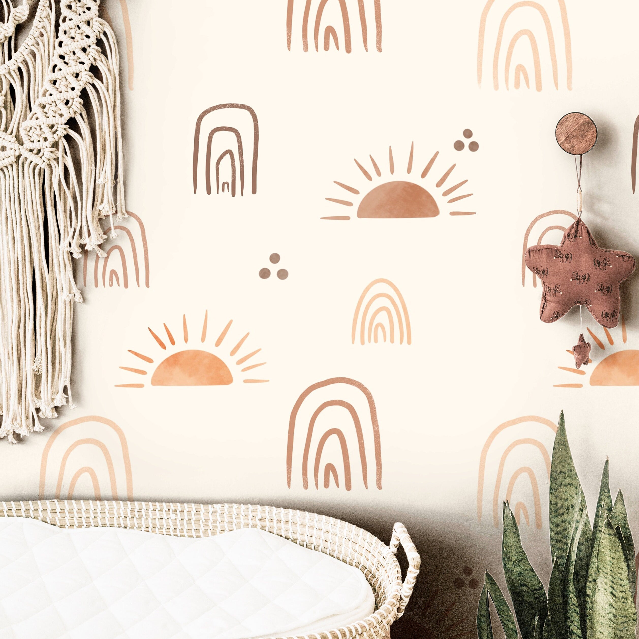 Rainbows and Suns Wallpaper Peel and Stick Wallpaper Removable Wallpaper Wall Decor Home Decor Wall Art Printable Wall Art Room Decor 152 - JamesAndColors