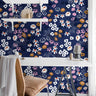 Wallpaper Peel and Stick Wallpaper Dark Blue Wildflower Floral Modern Removable Wallpaper Wall Decor Home Decor Wall Art Room Decor 96 - JamesAndColors