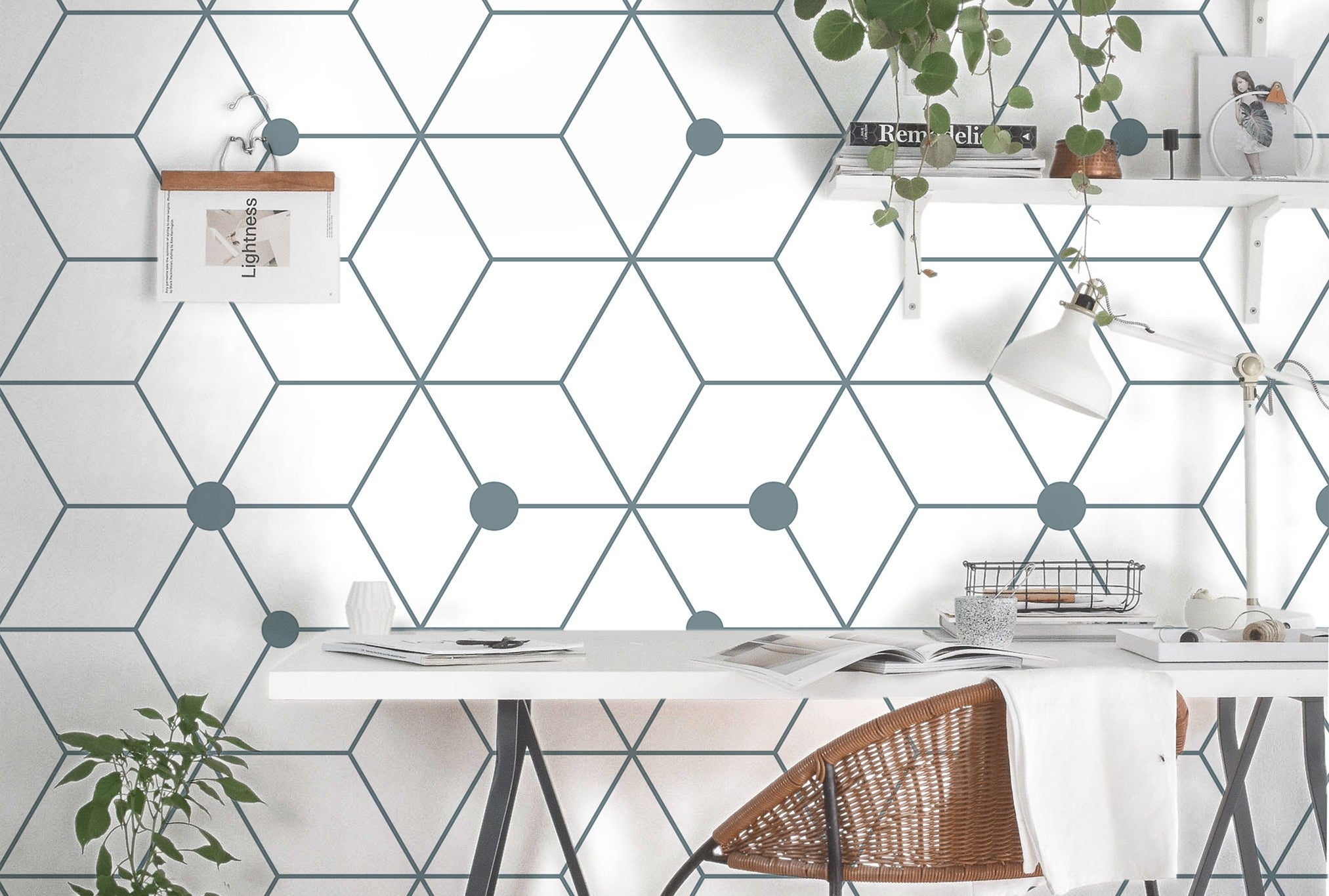 Wallpaper Peel and Stick Wallpaper Blue White Geometric Modern Removable Wallpaper Wall Decor Home Decor Wall Art Room Decor 88 - JamesAndColors