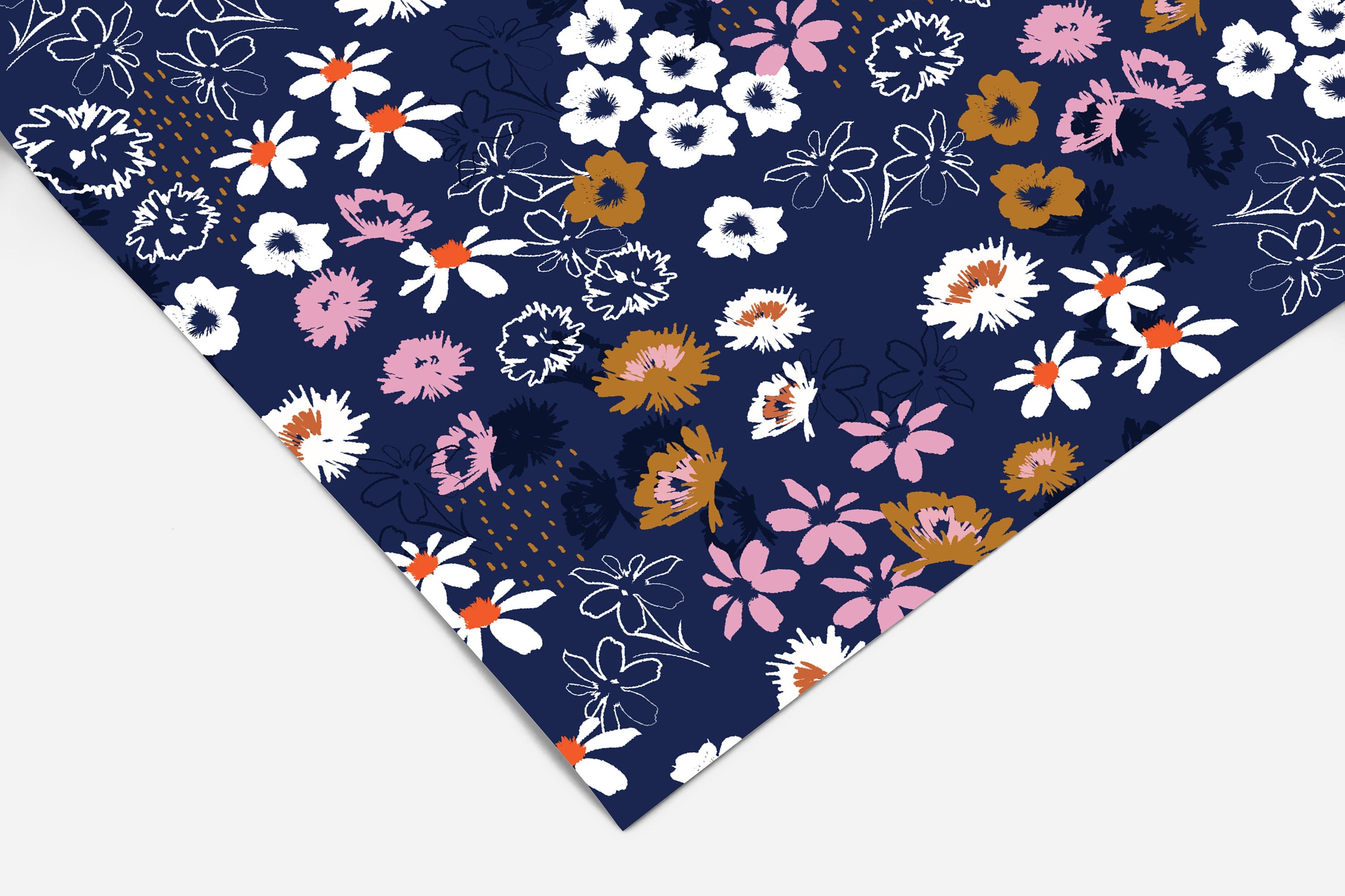 Navy Wildflowers Contact Paper | Peel And Stick Wallpaper | Removable Wallpaper | Shelf Liner | Drawer Liner Peel and Stick Paper 1235 - JamesAndColors
