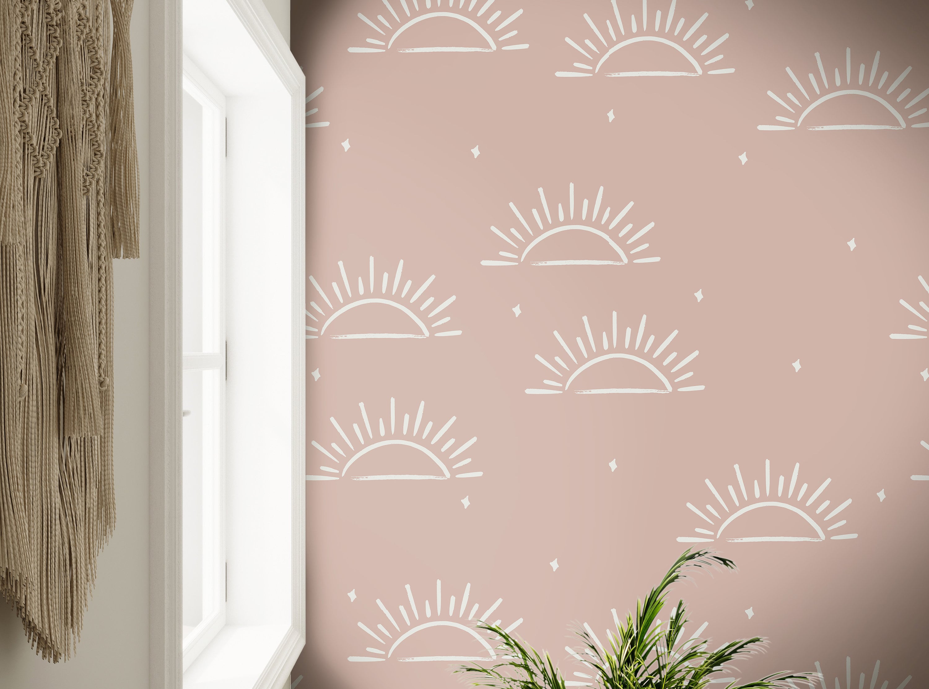 Pastel Pink Sun Wallpaper Peel and Stick Wallpaper Removable Wallpaper Wall Decor Home Decor Wall Art Printable Wall Art Room Decor 156 - JamesAndColors