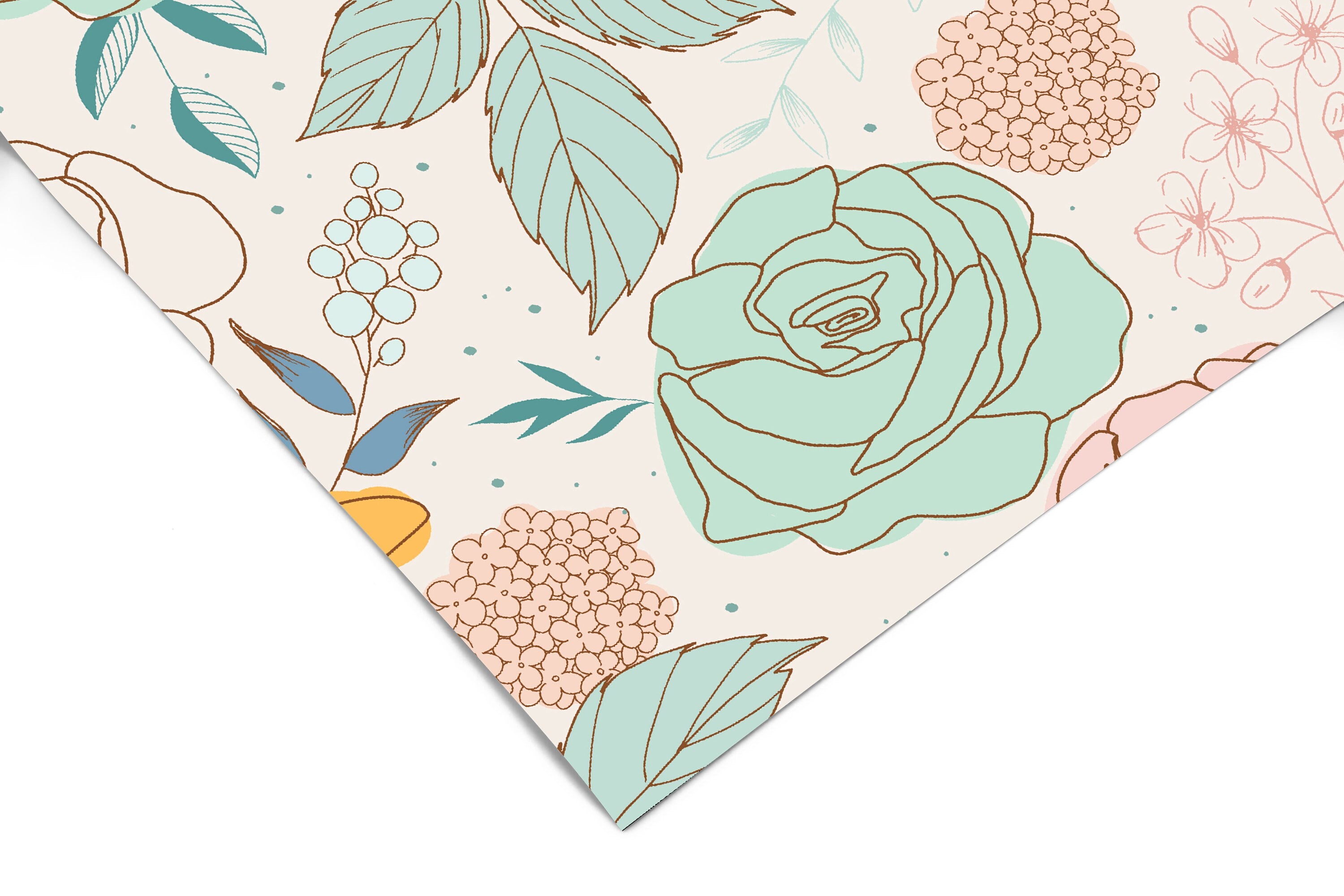 Mint And Pink Rose Wallpaper Peel and Stick Wallpaper Removable Wallpaper Wall Decor Home Decor Wall Art Printable Wall Art Room Decor 158 - JamesAndColors