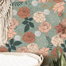 Teal Rose Boho Floral Wallpaper | Girls Nursery Wallpaper | Kids Wallpaper | Childrens Wallpaper | Peel Stick Removable Wallpaper | 166 - JamesAndColors