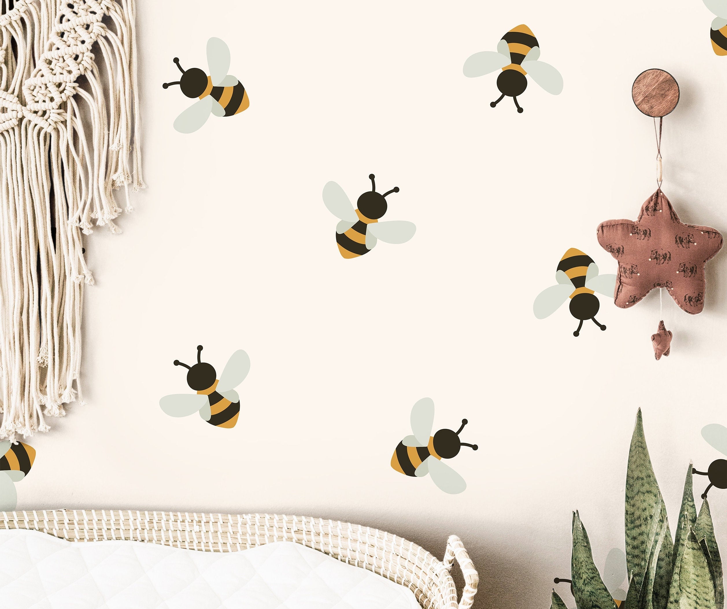 Simple Bee Cream Wallpaper | Girls Nursery Wallpaper | Kids Wallpaper | Childrens Wallpaper | Peel Stick Removable Wallpaper | 121 - JamesAndColors