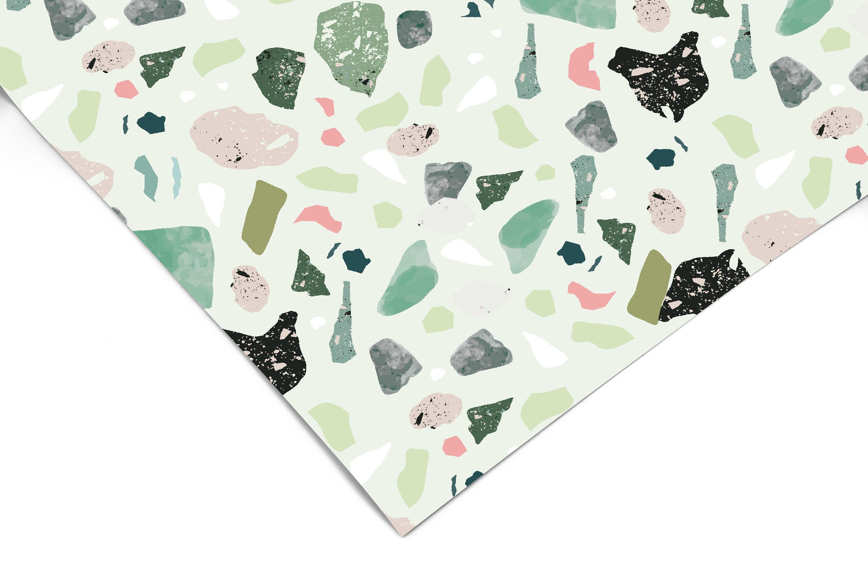 Green Terrazzo Contact Paper | Peel And Stick Wallpaper | Removable Wallpaper | Shelf Liner | Drawer Liner | Peel and Stick Paper 1292 - JamesAndColors