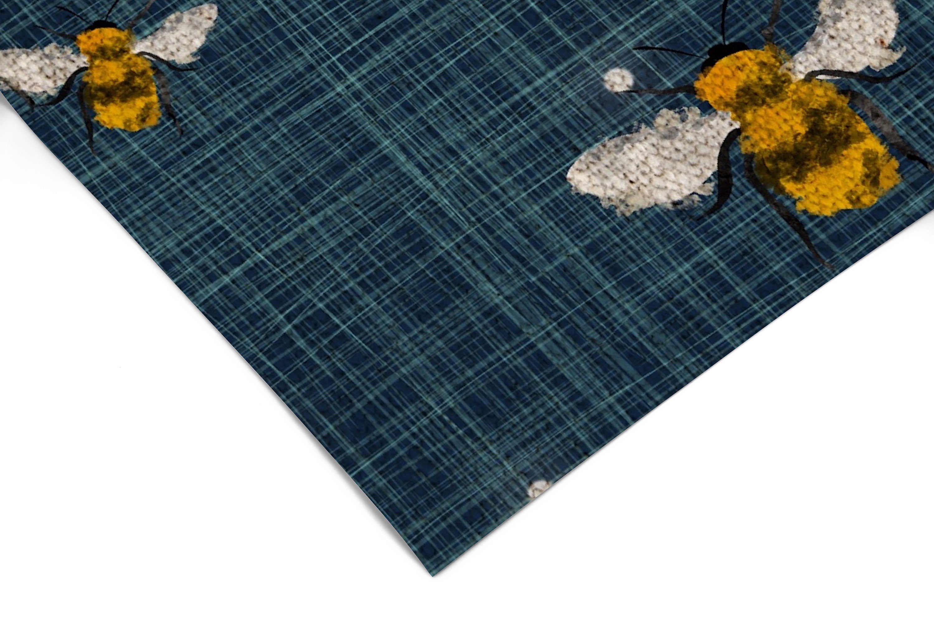 Bumble Bee Denim Wallpaper | Girls Nursery Wallpaper | Kids Wallpaper | Childrens Wallpaper | Peel Stick Removable Wallpaper | 133 - JamesAndColors