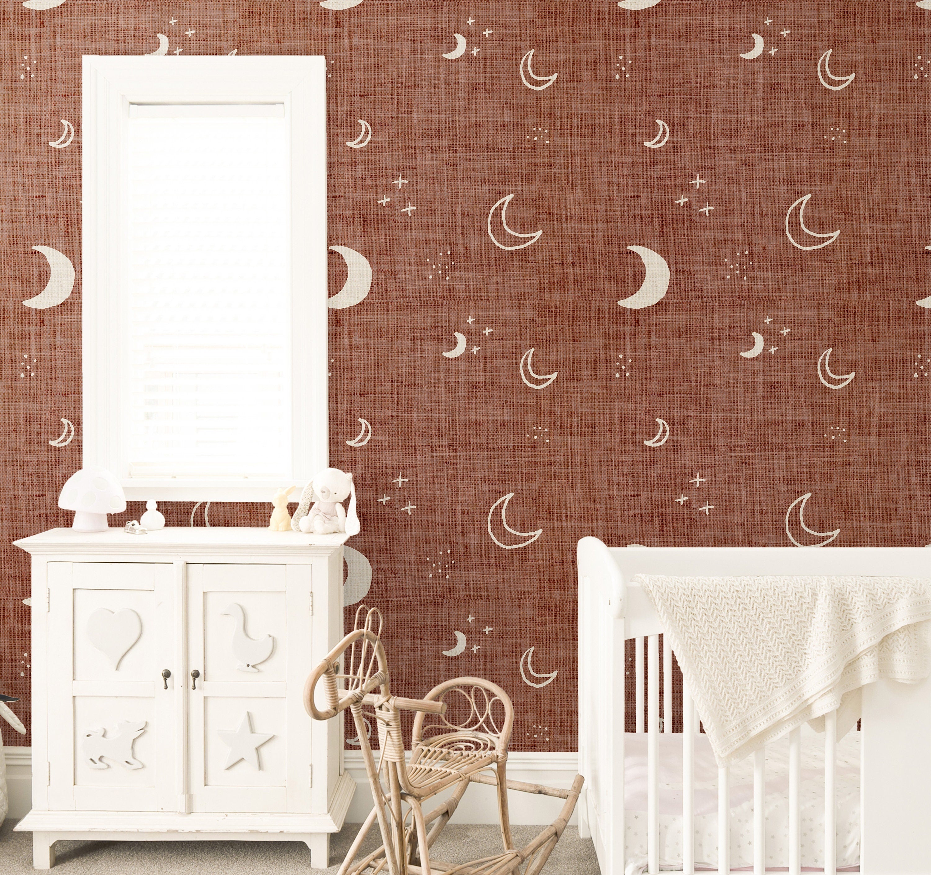 Boho Moon  Wallpaper | Girls Nursery Wallpaper | Kids Wallpaper | Childrens Wallpaper | Peel Stick Removable Wallpaper | 134 - JamesAndColors