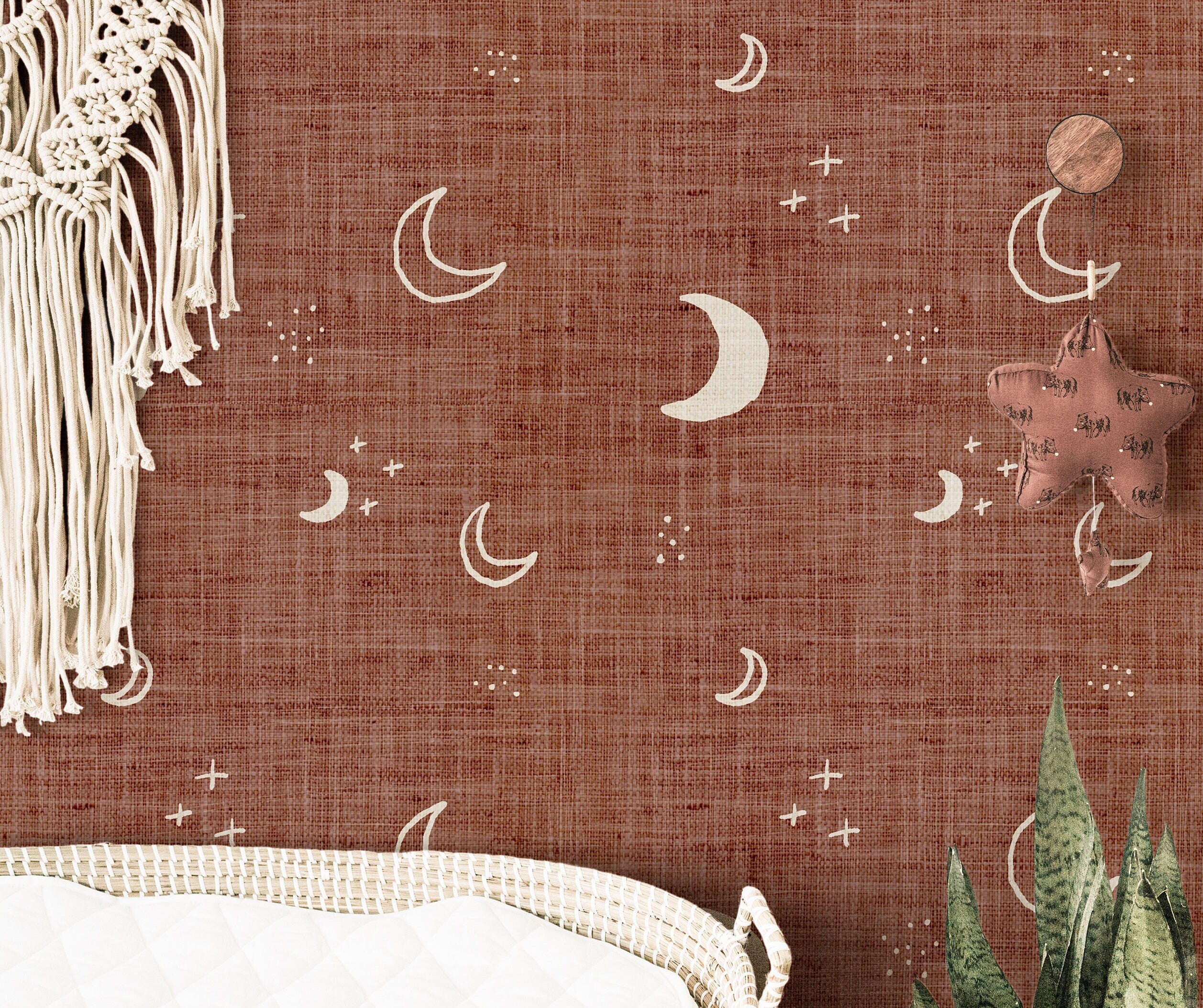 Boho Moon  Wallpaper | Girls Nursery Wallpaper | Kids Wallpaper | Childrens Wallpaper | Peel Stick Removable Wallpaper | 134 - JamesAndColors