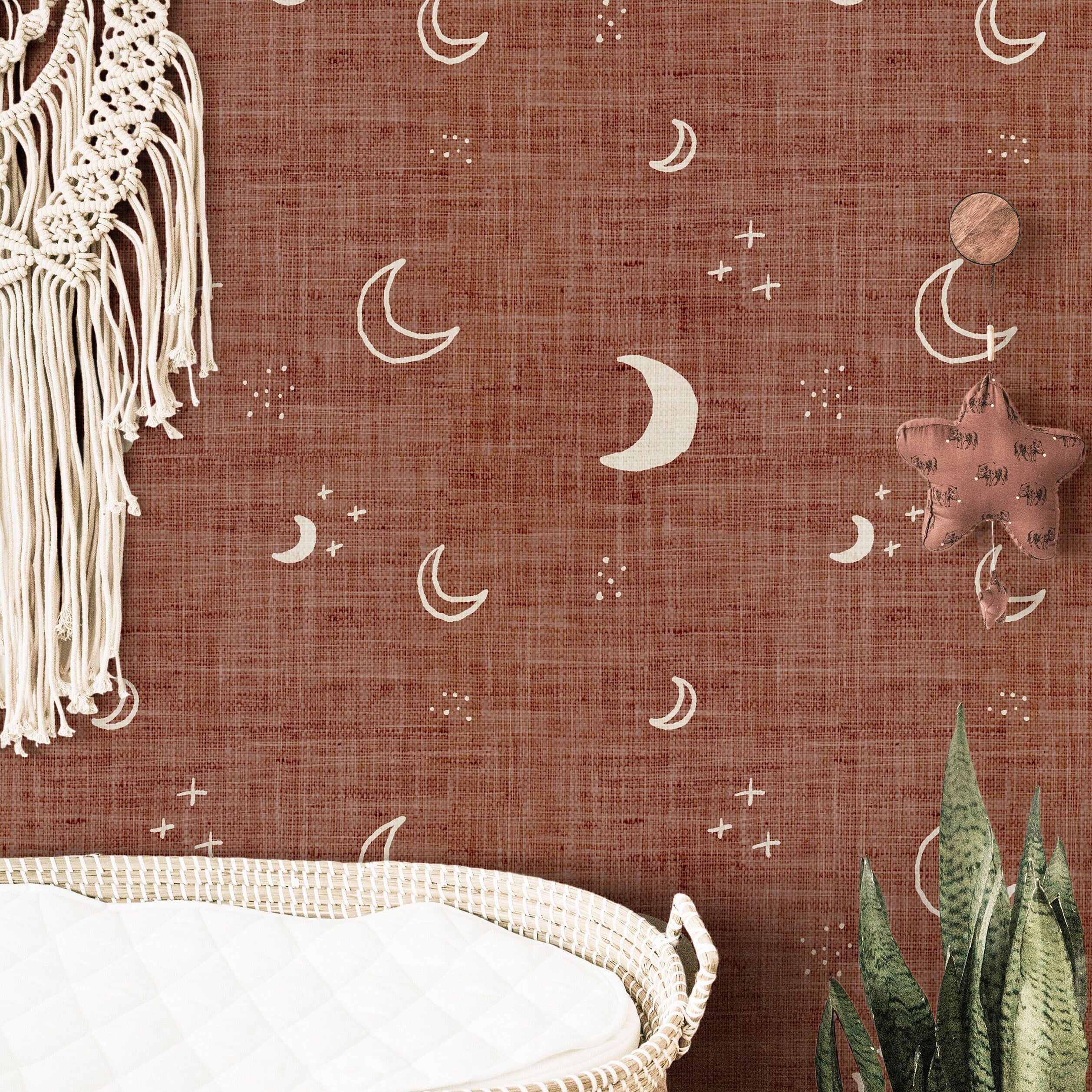 Boho Moon  Wallpaper | Girls Nursery Wallpaper | Kids Wallpaper | Childrens Wallpaper | Peel Stick Removable Wallpaper | 134 - JamesAndColors
