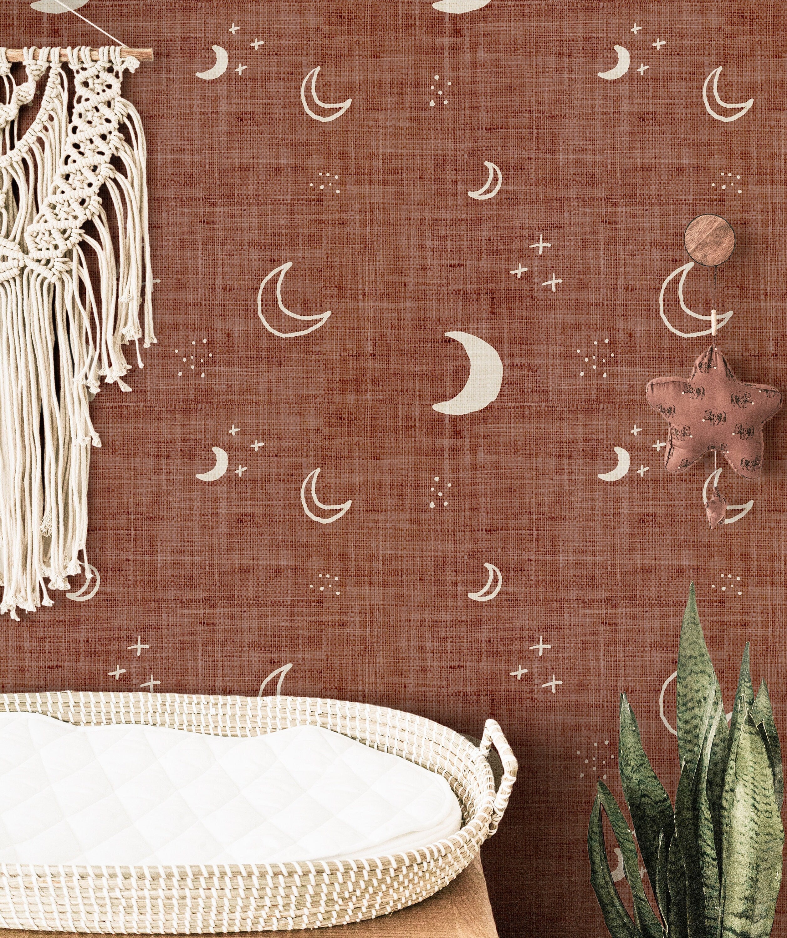 Boho Moon  Wallpaper | Girls Nursery Wallpaper | Kids Wallpaper | Childrens Wallpaper | Peel Stick Removable Wallpaper | 134 - JamesAndColors