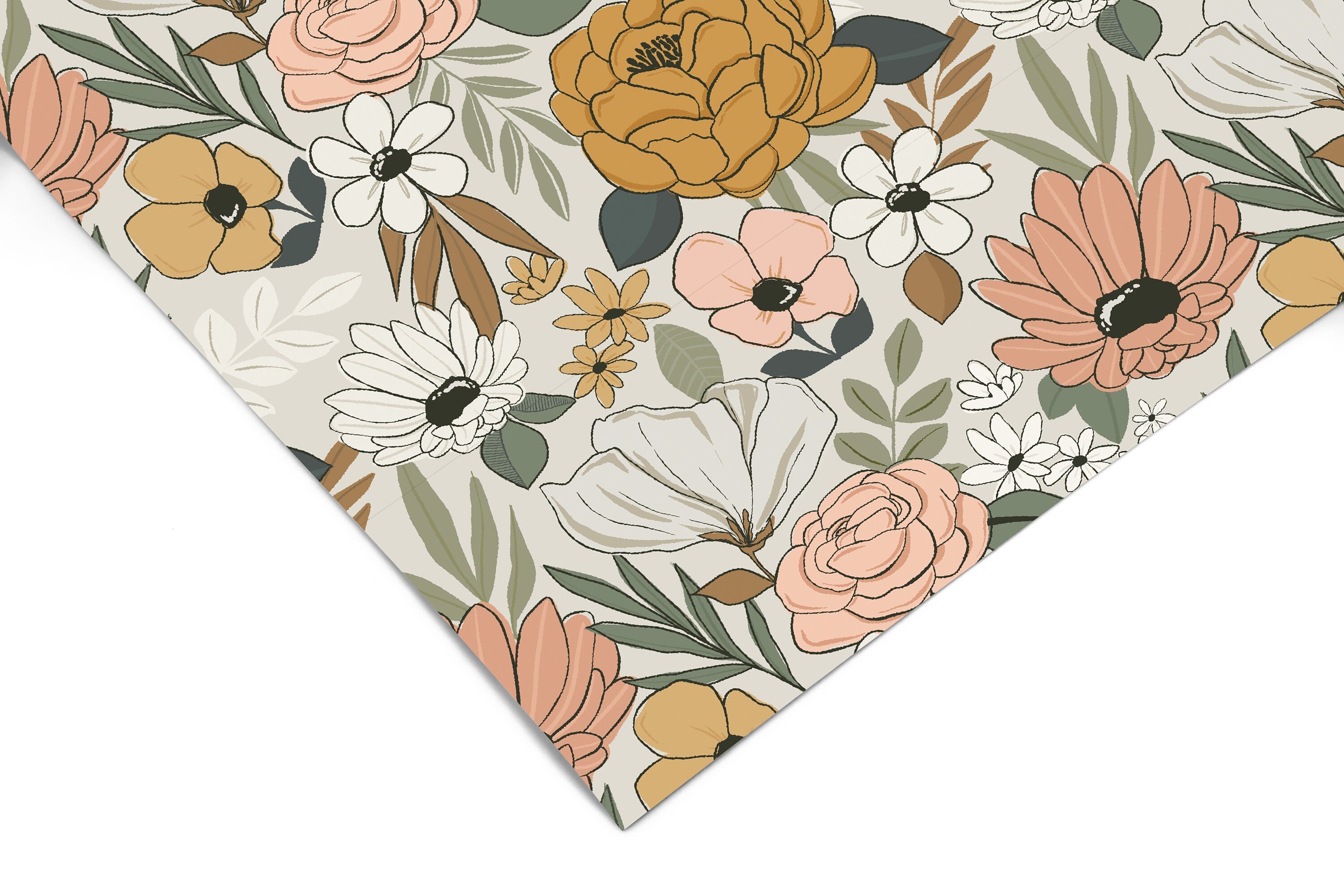 Wildflower Waltz | Neutral Floral Removable Contact Paper for Shelves, Cabinets, Walls, DIY Home Decor 1275