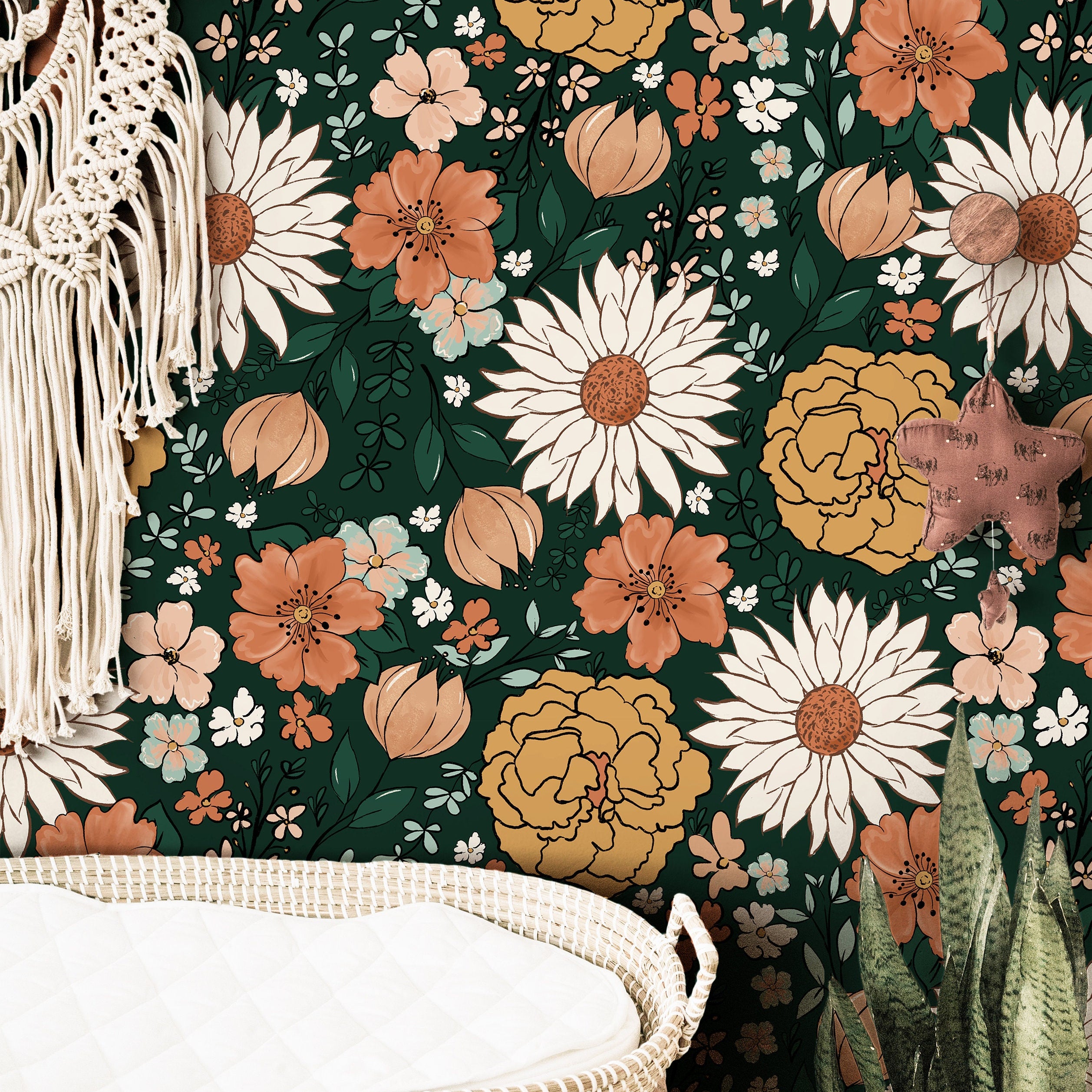 Dark Vintage Floral Wallpaper Peel and Stick Wallpaper Removable Wallpaper Wall Decor Home Decor Wall Art Printable Wall Art Room Decor 145 - JamesAndColors