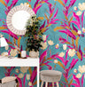 Blue Tropical Floral Wallpaper | Wallpaper Peel and Stick | Removable Wallpaper | Peel and Stick Wallpaper | Wall Paper Peel And Stick  2236 - JamesAndColors