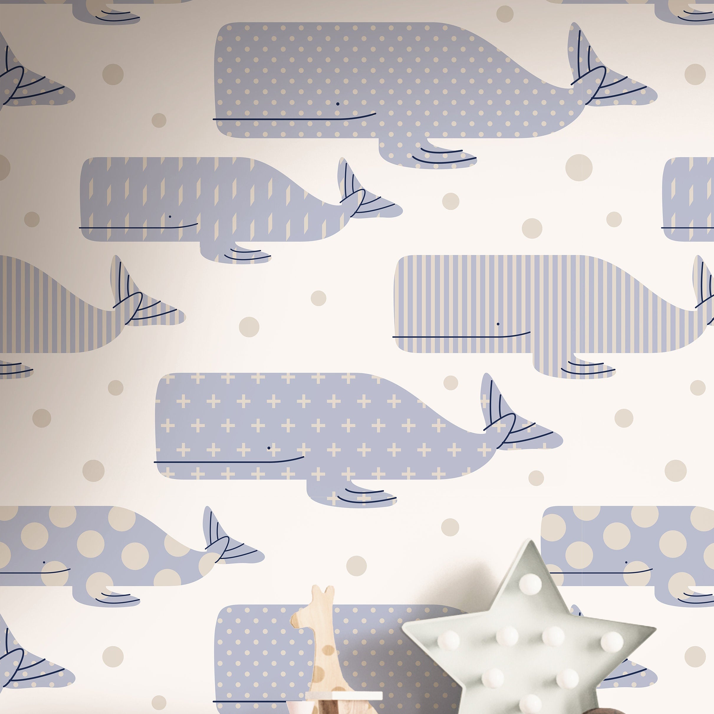 Removable Whale Wallpaper | Boys Nursery Wallpaper | Kids Wallpaper | Childrens Wallpaper | Peel Stick Wallpaper | Boys Room | 191 - JamesAndColors