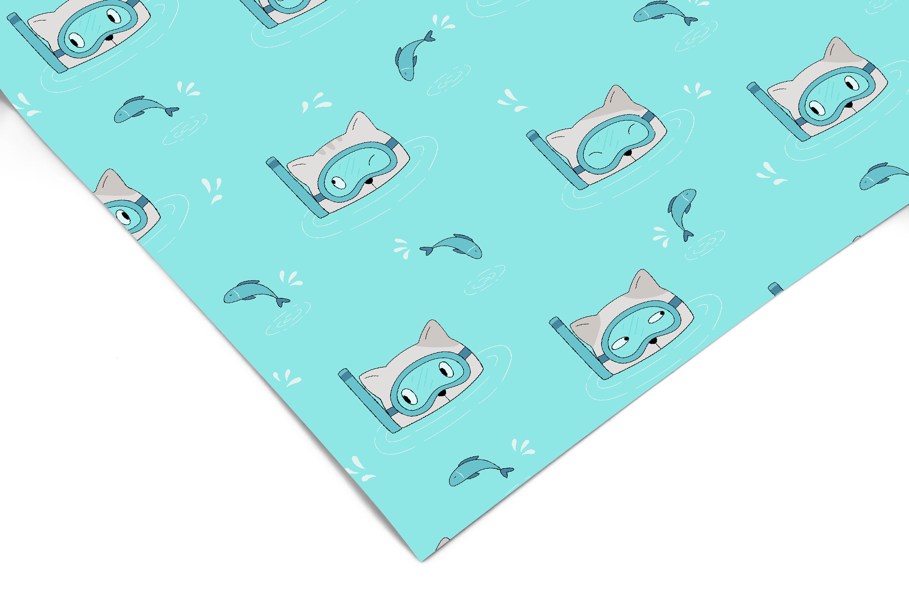 Swimming Cat Pattern Contact Paper | Peel And Stick Paper | Removable Wallpaper | Shelf Liner | Drawer Liner | Peel and Stick Wallpaper 1315 - JamesAndColors