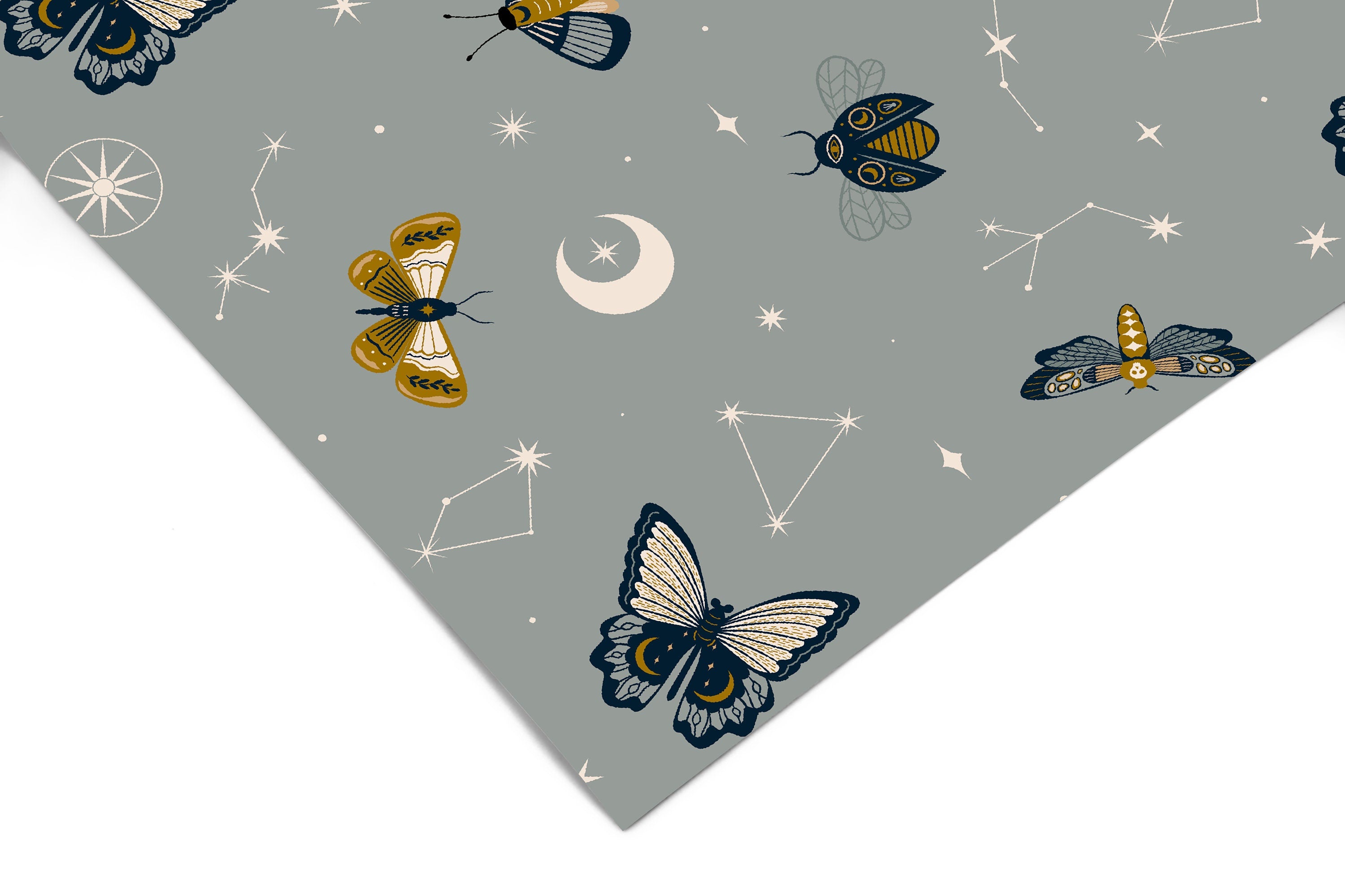 Mystic Moth Boho Contact Paper | Peel And Stick Paper | Removable Wallpaper | Shelf Liner | Drawer Liner | Peel and Stick Wallpaper 1304 - JamesAndColors