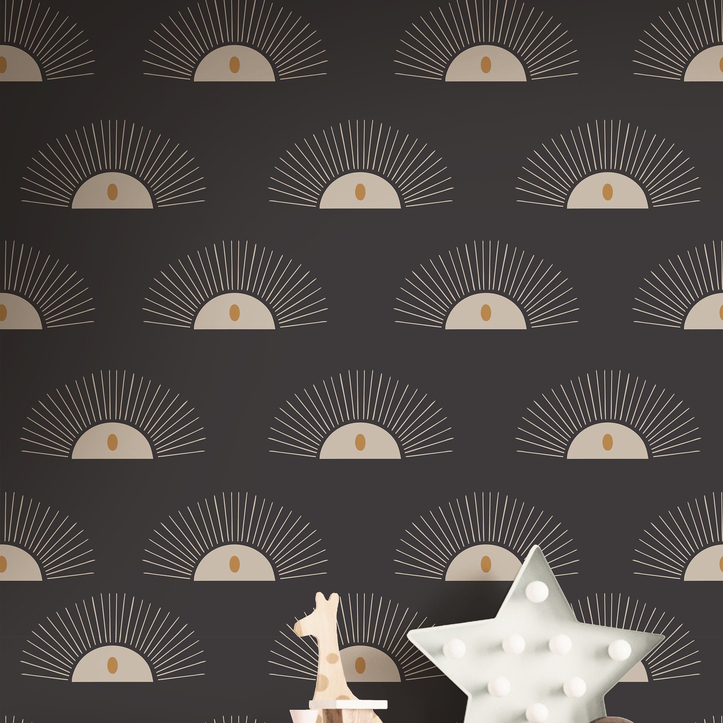 Boho Sunburst Wallpaper | Girls Nursery Wallpaper | Kids Wallpaper | Childrens Wallpaper | Peel Stick Wallpaper | Removable Wallpaper | 204 - JamesAndColors