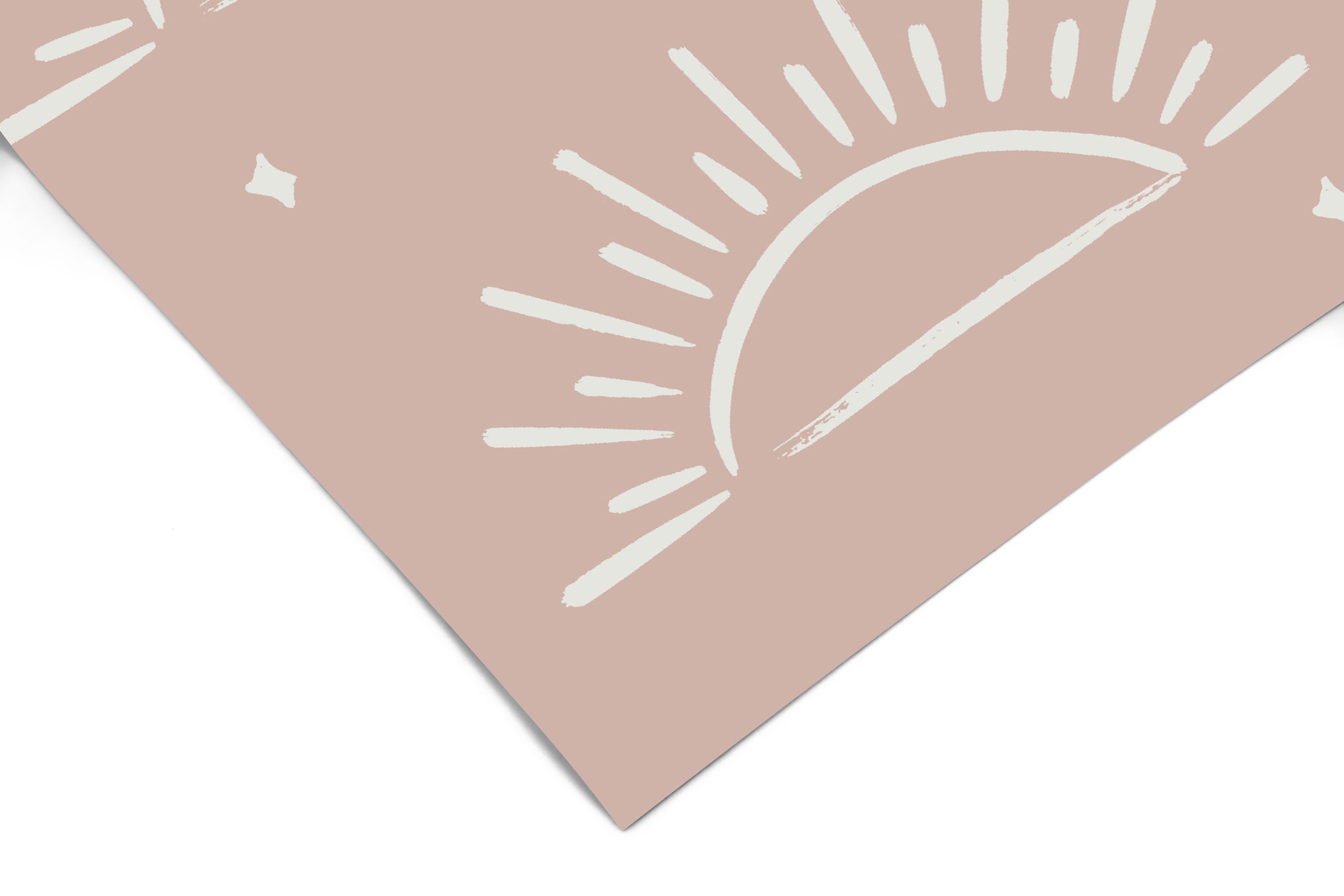 Boho Pastel Pink Sun Wallpaper | Girls Nursery Wallpaper | Kids Wallpaper | Childrens Wallpaper | Peel Stick Removable Wallpaper | 165 - JamesAndColors