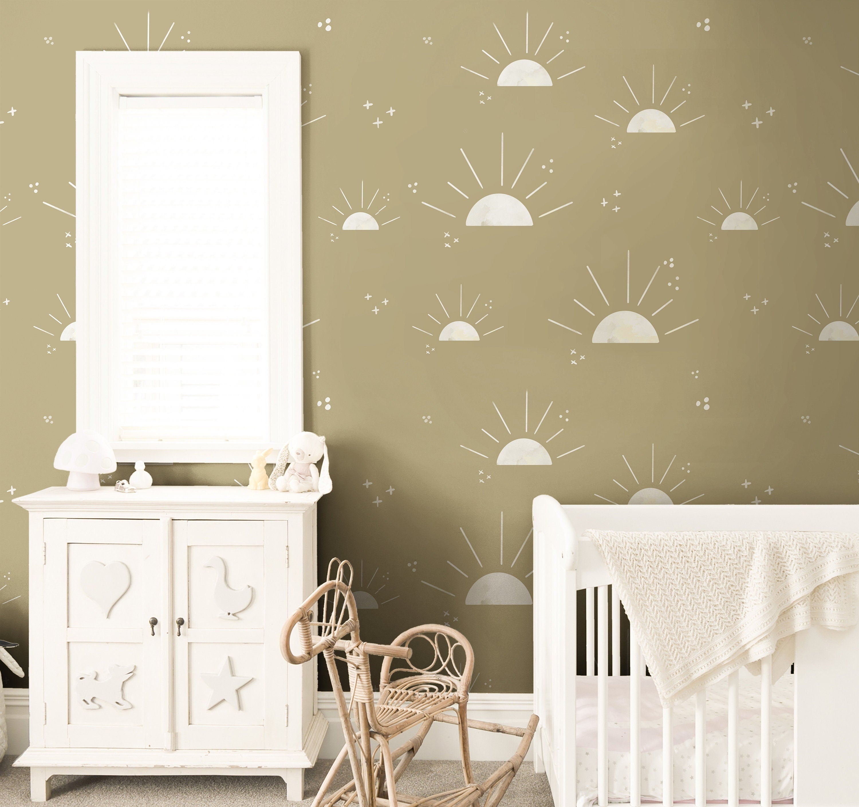 Boho Sunset Wallpaper | Girls Nursery Wallpaper | Kids Wallpaper | Childrens Wallpaper | Peel Stick Wallpaper | Removable Wallpaper | 194 - JamesAndColors