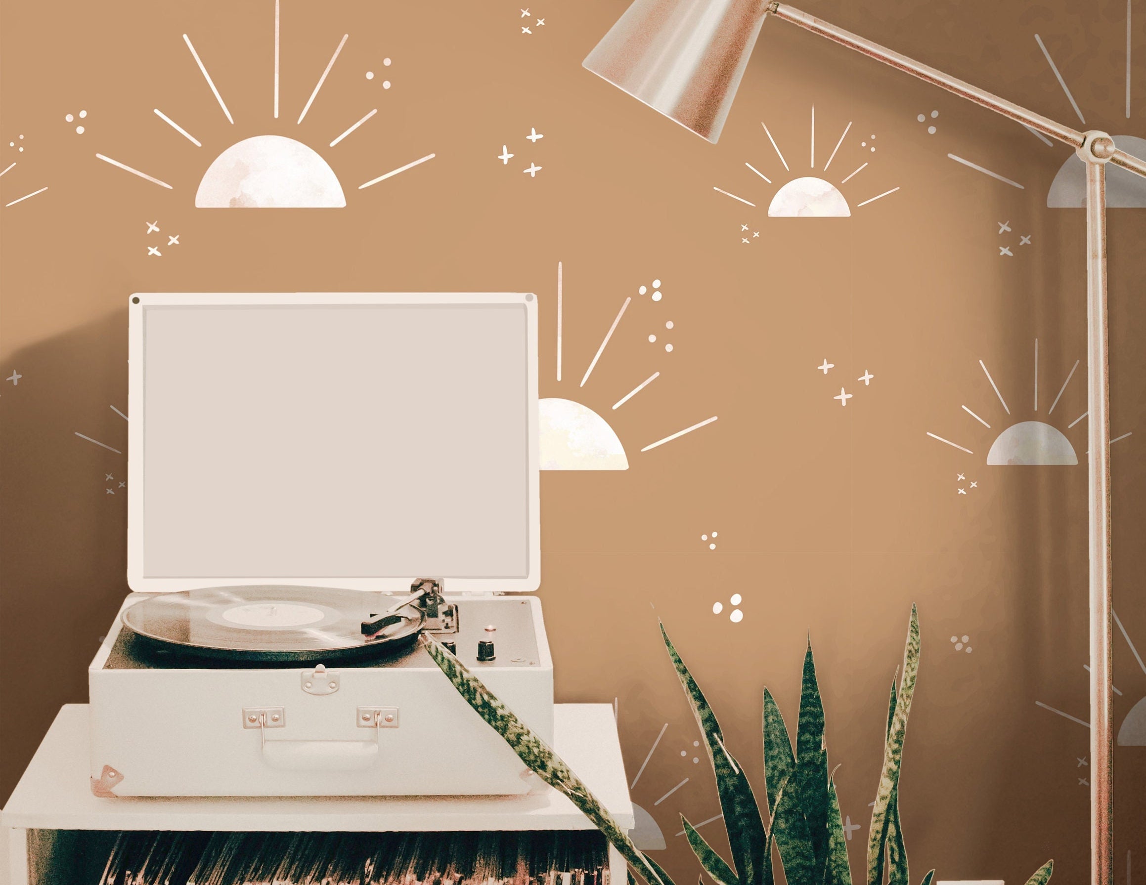 Wallpaper Peel and Stick Wallpaper Sunset Cream Sun Boho Removable Wallpaper Wall Decor Home Decor Wall Art Room Decor 195 - JamesAndColors