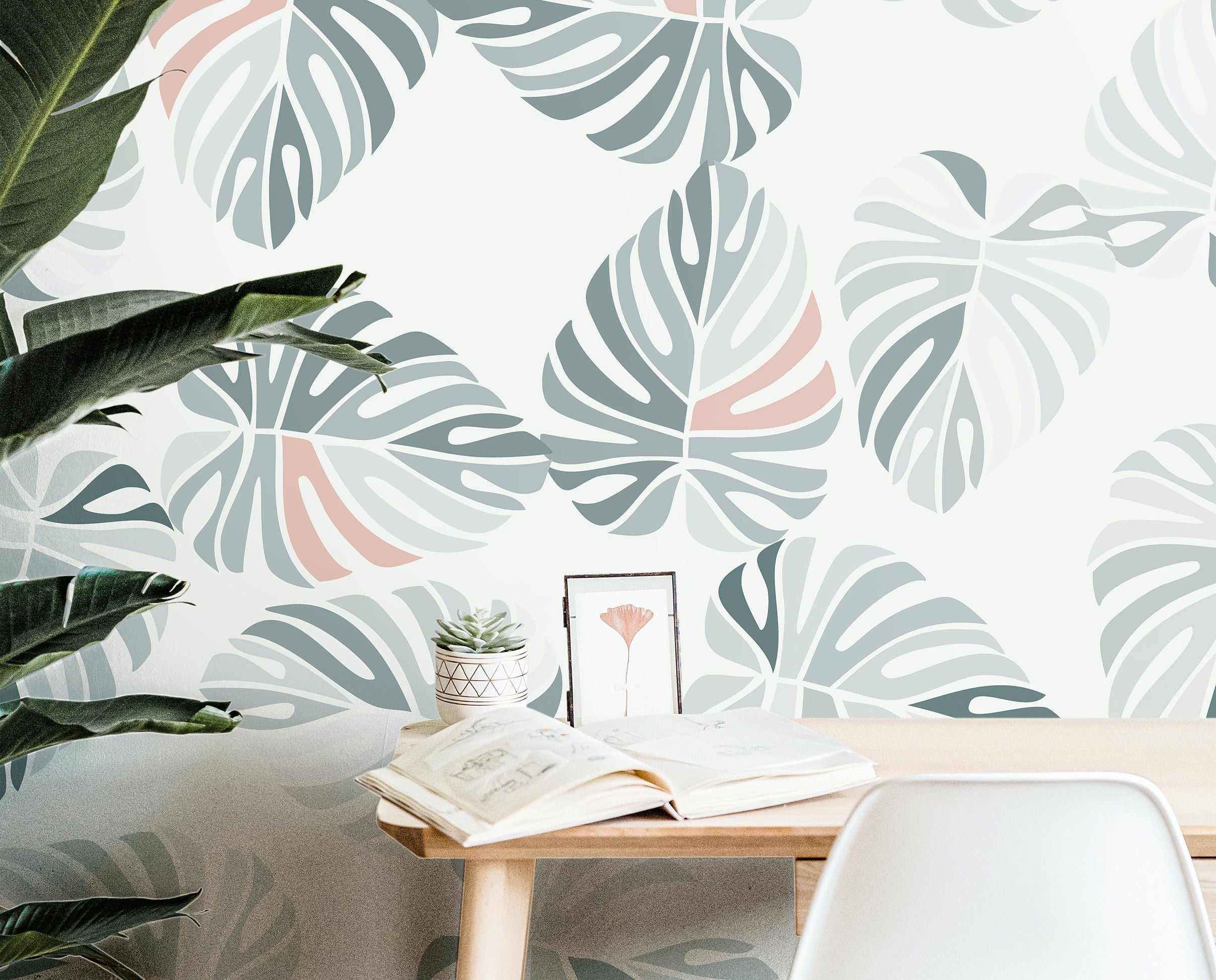 Wallpaper Peel and Stick Wallpaper Monstera Leaf Tropical Floral Modern Removable Wallpaper Wall Decor Home Decor Wall Art Room Decor 173 - JamesAndColors