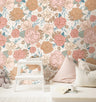 Pink Floral Rose Wallpaper | Girls Nursery Wallpaper | Kids Wallpaper | Childrens Wallpaper | Peel Stick Removable Wallpaper | 164 - JamesAndColors
