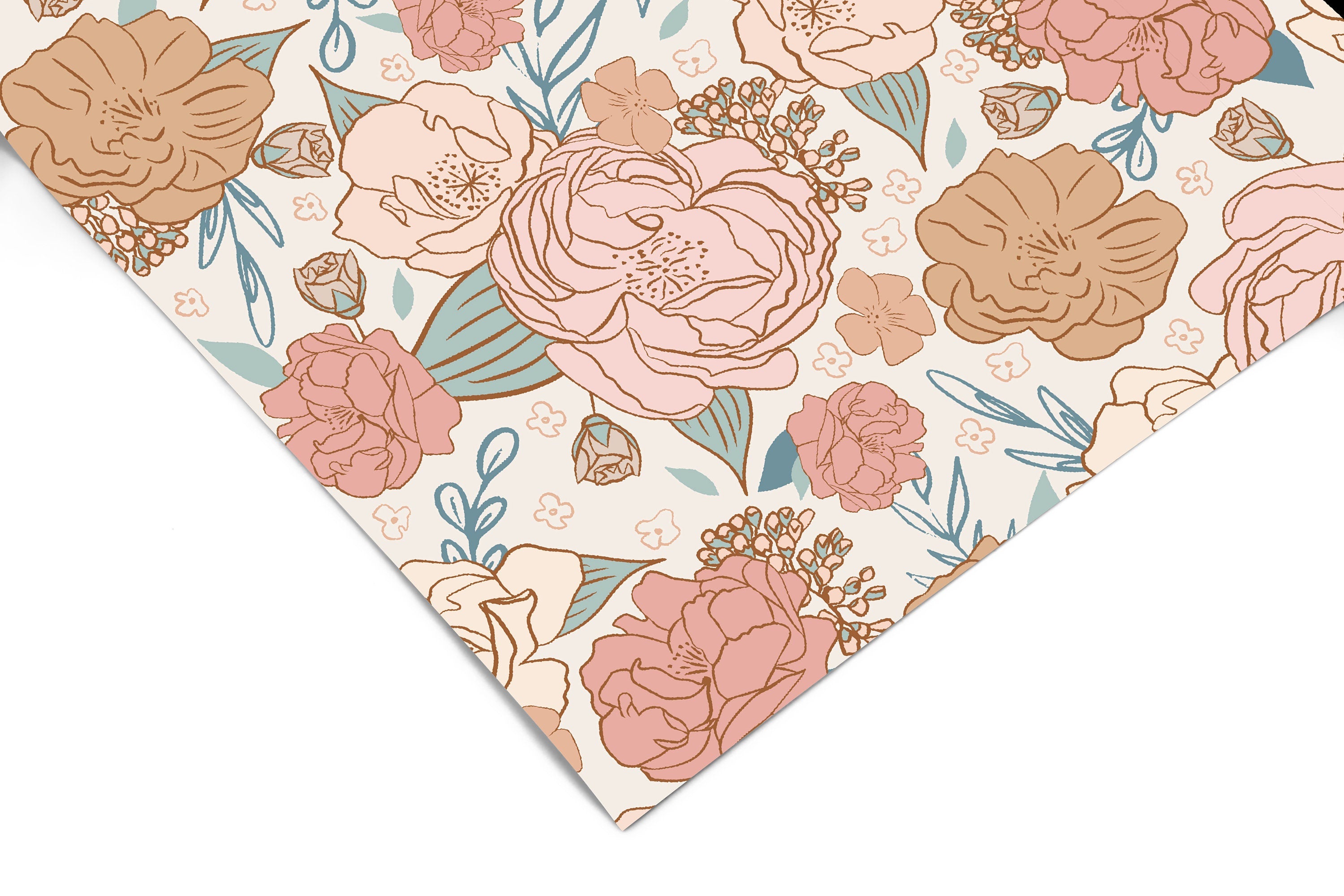 Muted Meadow | Neutral Floral Removable Contact Paper for Shelves, Cabinets, Walls, DIY Home Decor 1284