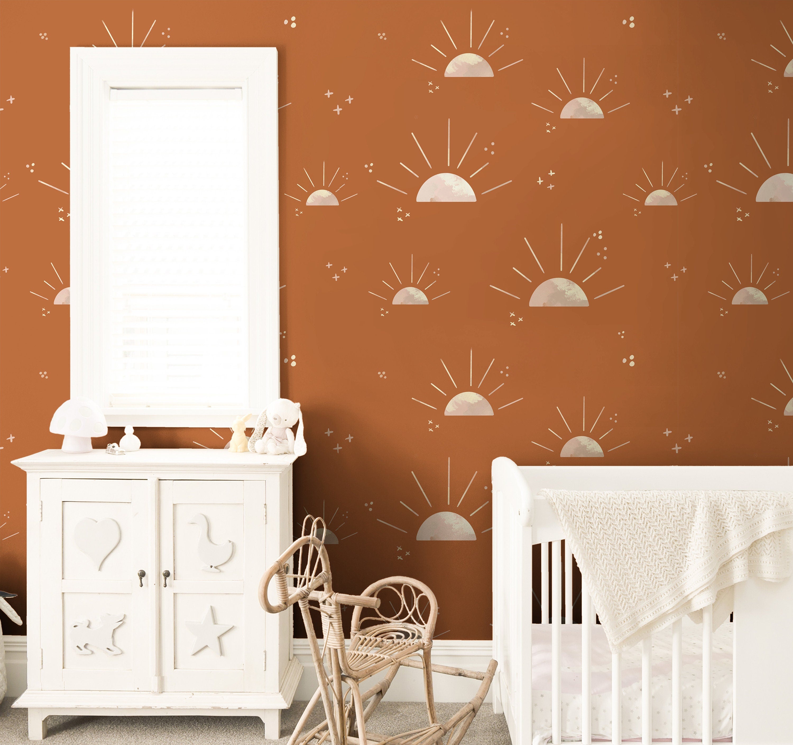 Sunset Boho Wallpaper | Girls Nursery Wallpaper | Kids Wallpaper | Childrens Wallpaper | Peel Stick Wallpaper | Removable Wallpaper | 193 - JamesAndColors