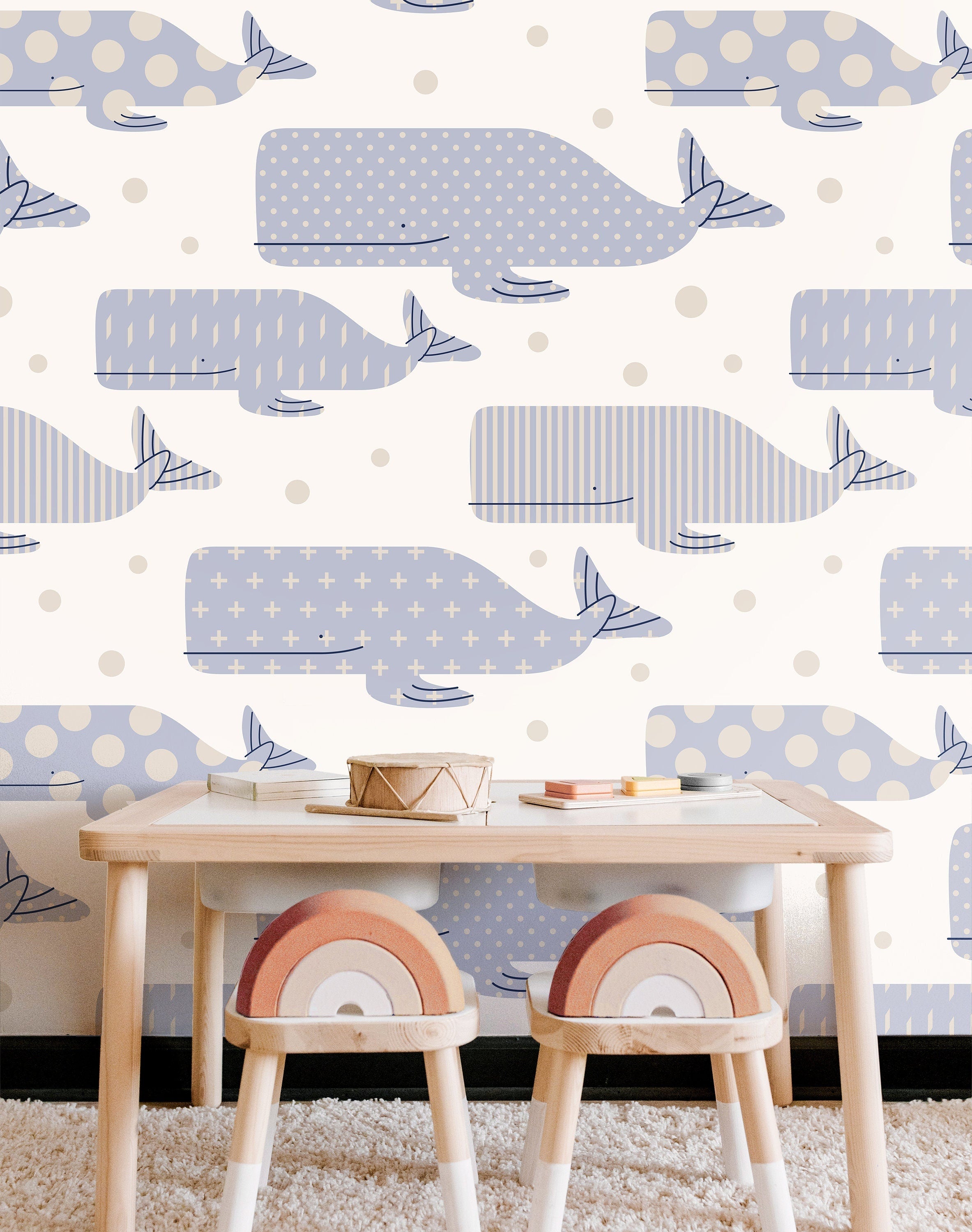 Removable Whale Wallpaper | Boys Nursery Wallpaper | Kids Wallpaper | Childrens Wallpaper | Peel Stick Wallpaper | Boys Room | 191 - JamesAndColors
