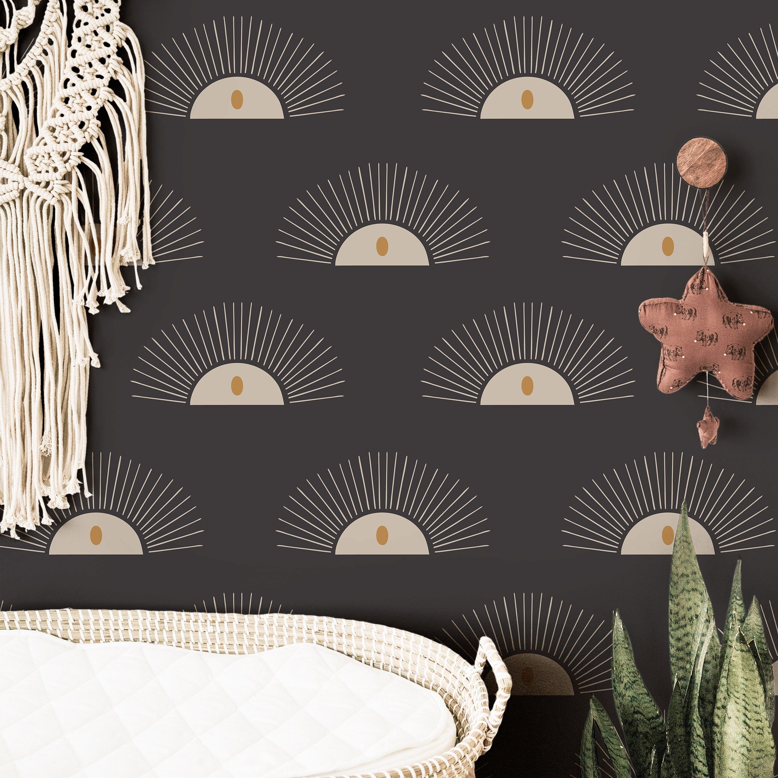 Boho Sunburst Wallpaper | Girls Nursery Wallpaper | Kids Wallpaper | Childrens Wallpaper | Peel Stick Wallpaper | Removable Wallpaper | 204 - JamesAndColors