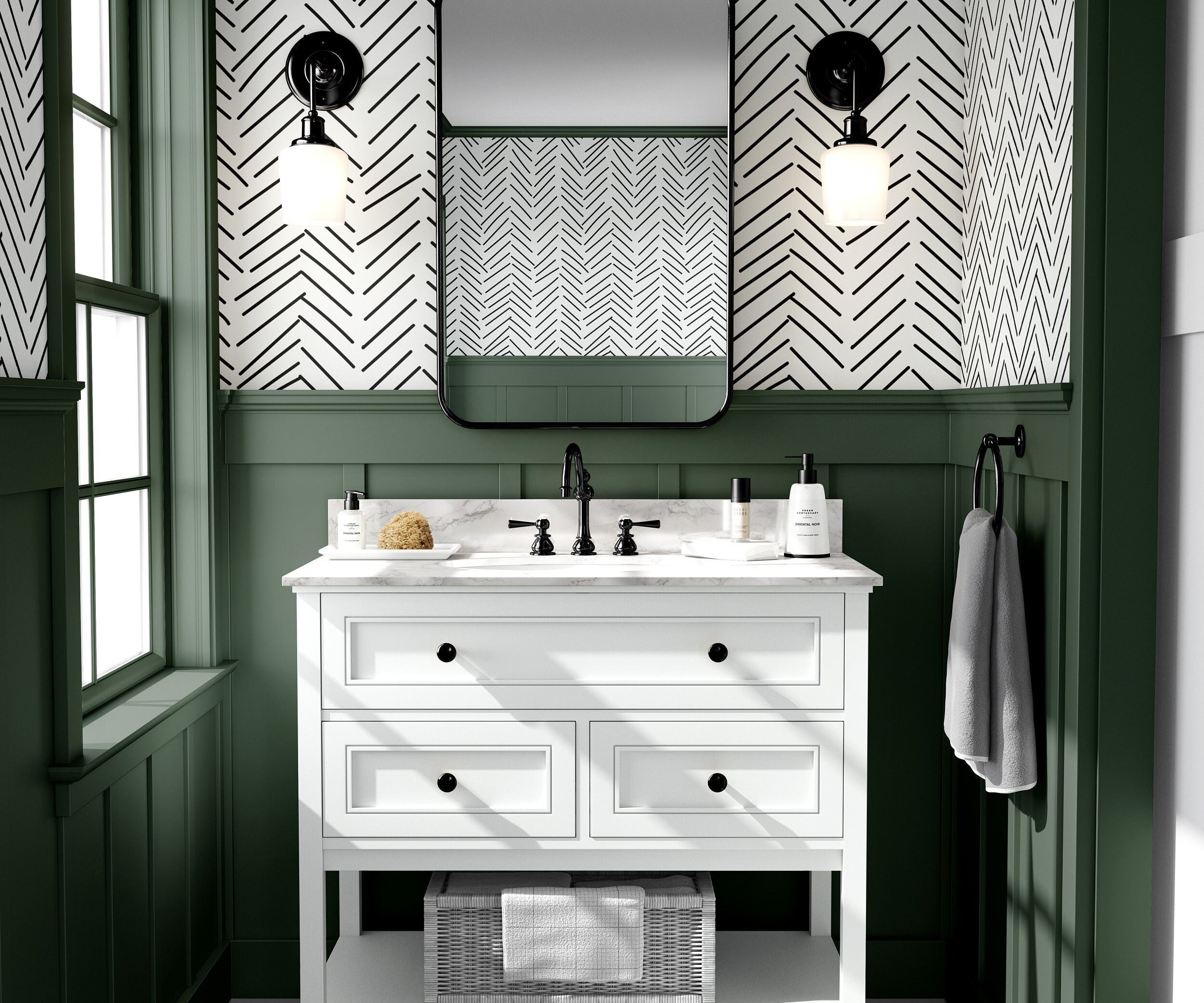 Wallpaper Peel and Stick Wallpaper Black Chevron Drawn Line Modern Removable Wallpaper Wall Decor Home Decor Wall Art Room Decor 260 - James And Colors