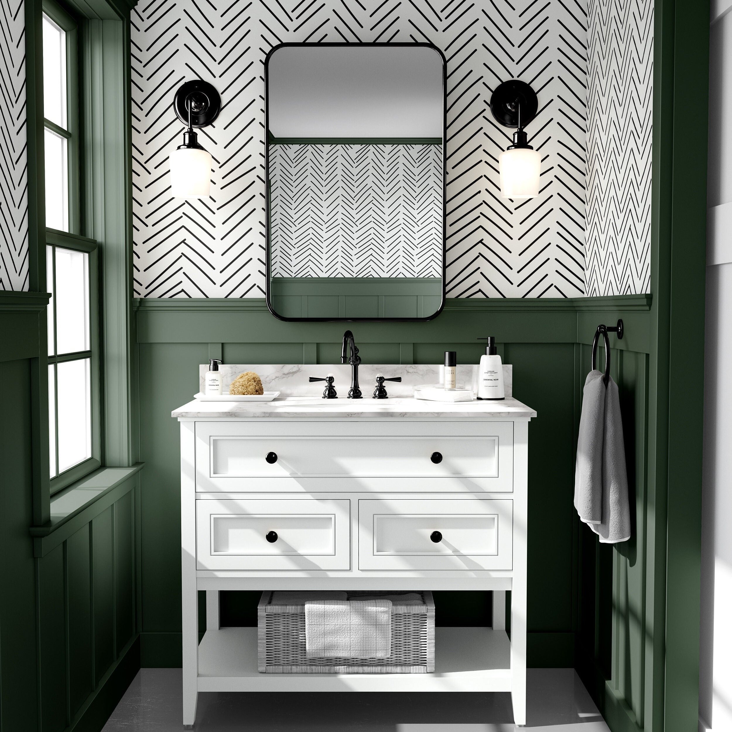 Wallpaper Peel and Stick Wallpaper Black Chevron Drawn Line Modern Removable Wallpaper Wall Decor Home Decor Wall Art Room Decor 260 - James And Colors