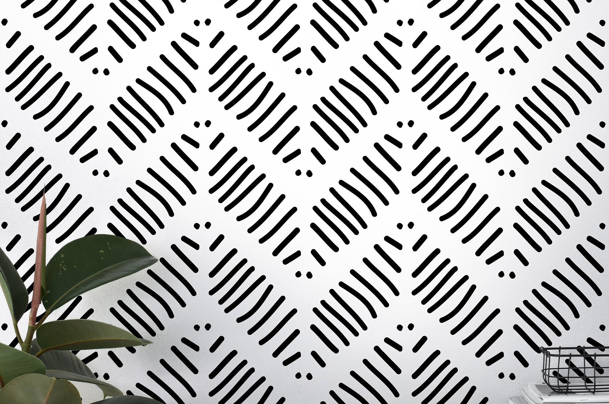 Wallpaper Peel and Stick Wallpaper Black Chevron Drawn Line Modern Removable Wallpaper Wall Decor Home Decor Wall Art Room Decor 169 - JamesAndColors