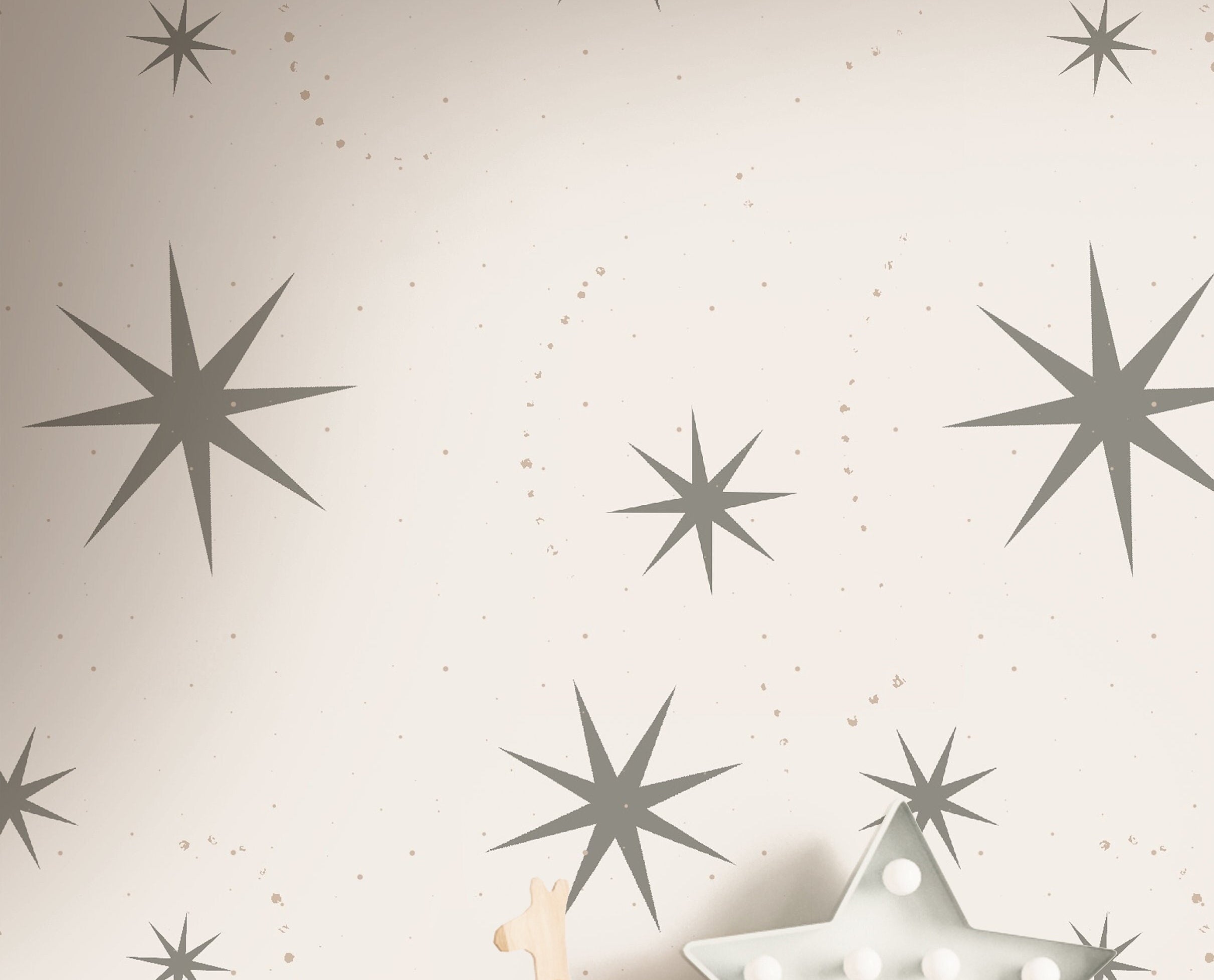 Removable Silver Stars Wallpaper | Boys Nursery Wallpaper | Kids Wallpaper | Childrens Wallpaper | Peel Stick Wallpaper | Boys Room | 196 - JamesAndColors