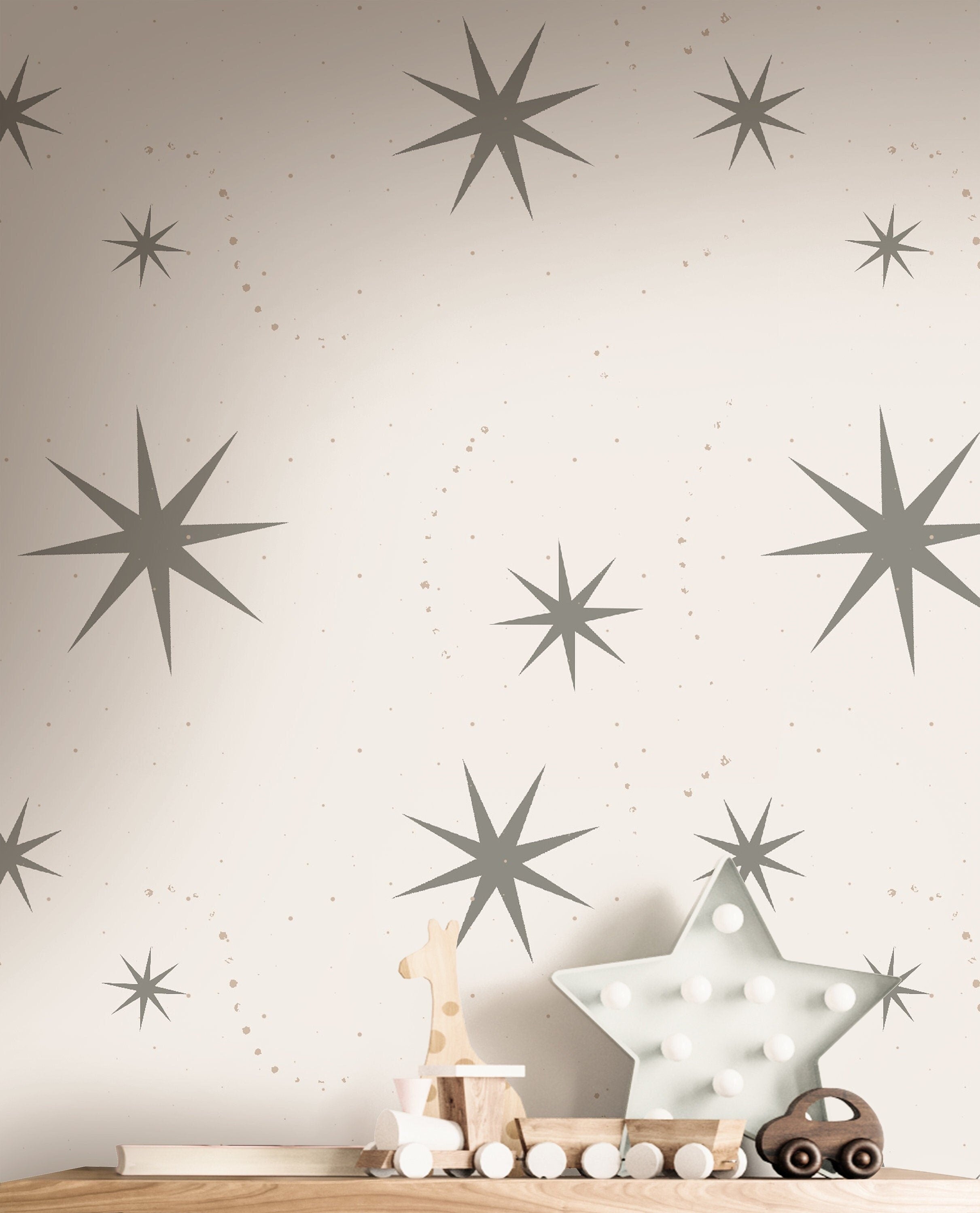 Removable Silver Stars Wallpaper | Boys Nursery Wallpaper | Kids Wallpaper | Childrens Wallpaper | Peel Stick Wallpaper | Boys Room | 196 - JamesAndColors